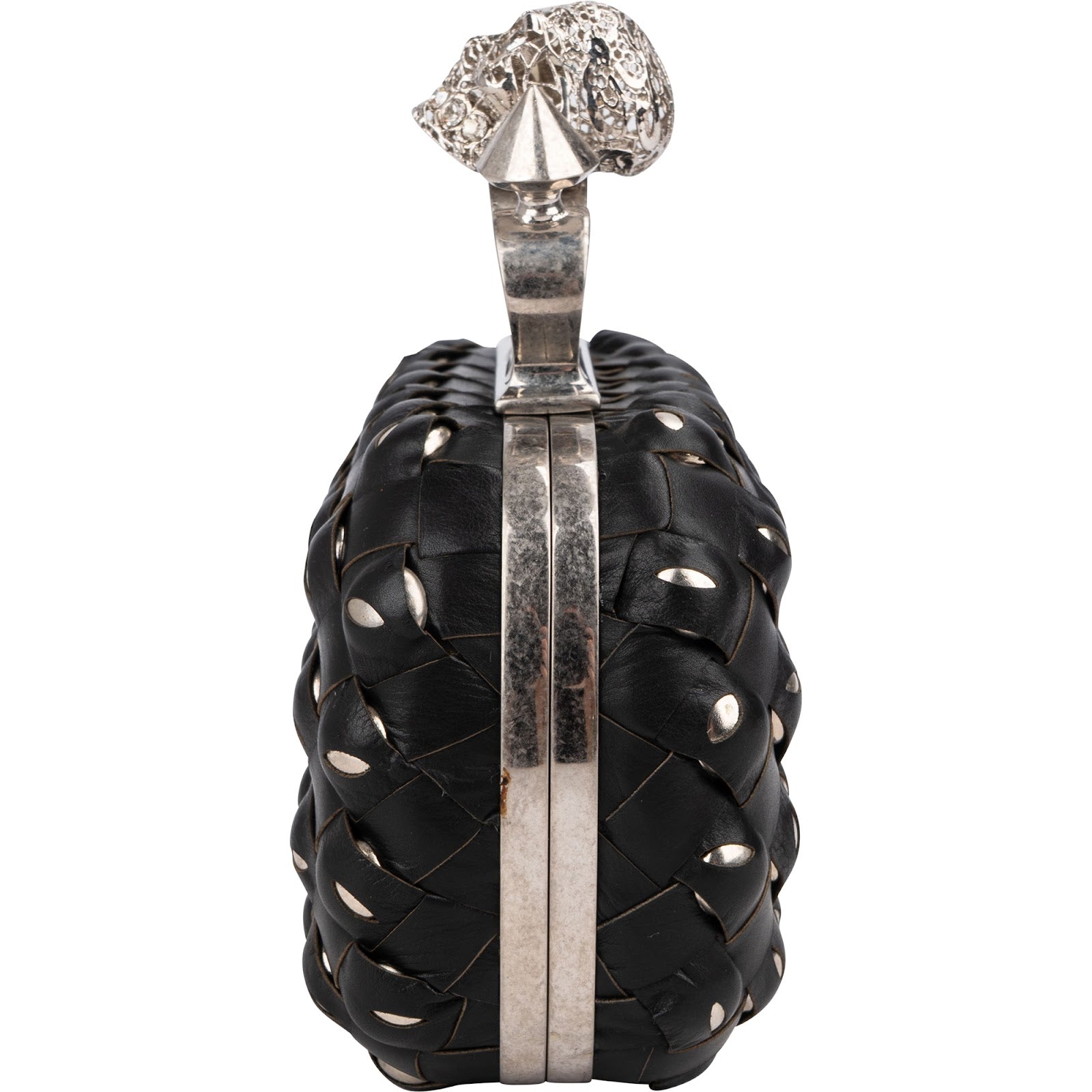 Alexander McQueen Woven Leather Knuckle Duster Small Clutch