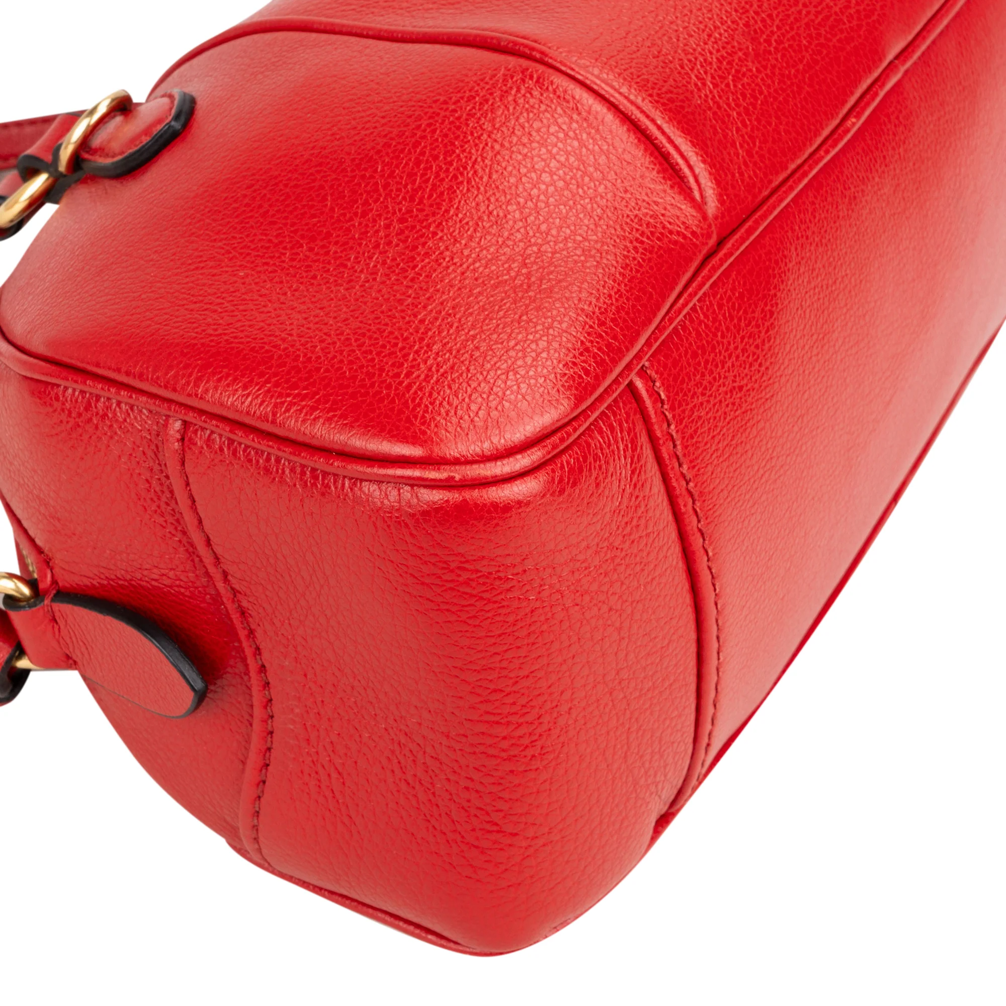 Miu Miu Red Leather Bowling Shoulder Bag