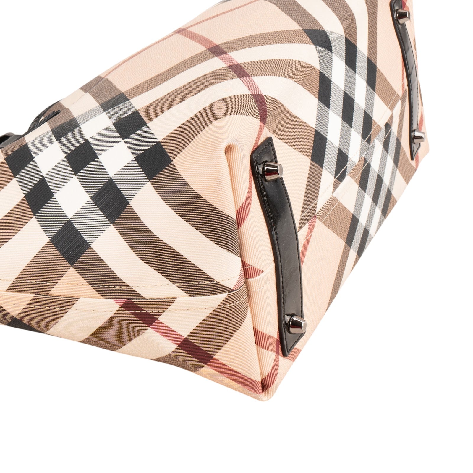 Burberry - Nova-Check Patent Leather Tote Shoulder Bag