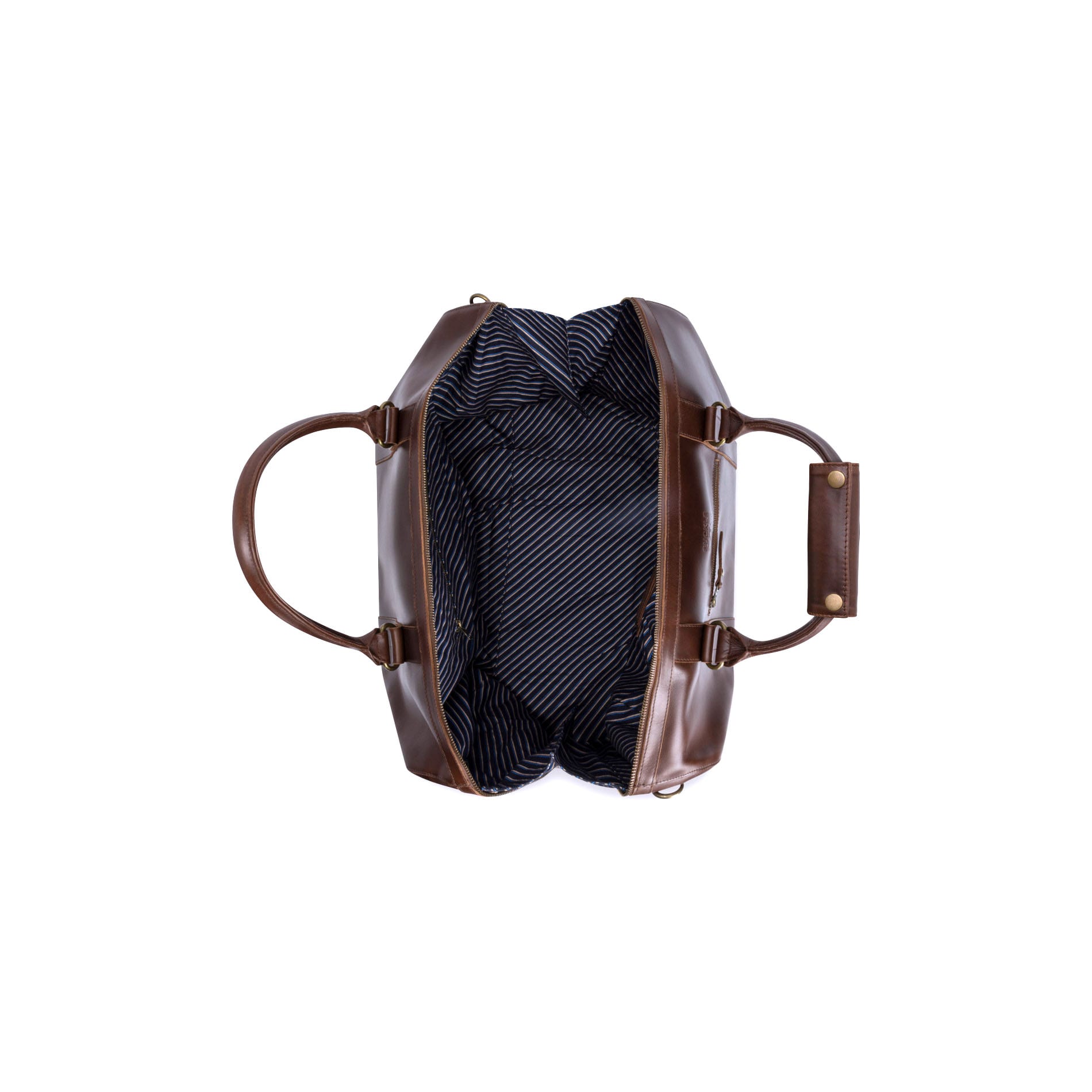 Leder Weekender Willow - BROWN/New Stripes