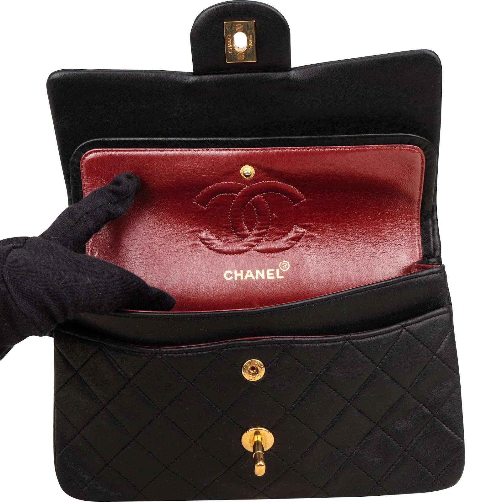 Chanel Quilted Lambskin Small 24K Gold Double Flap Shoulder Bag