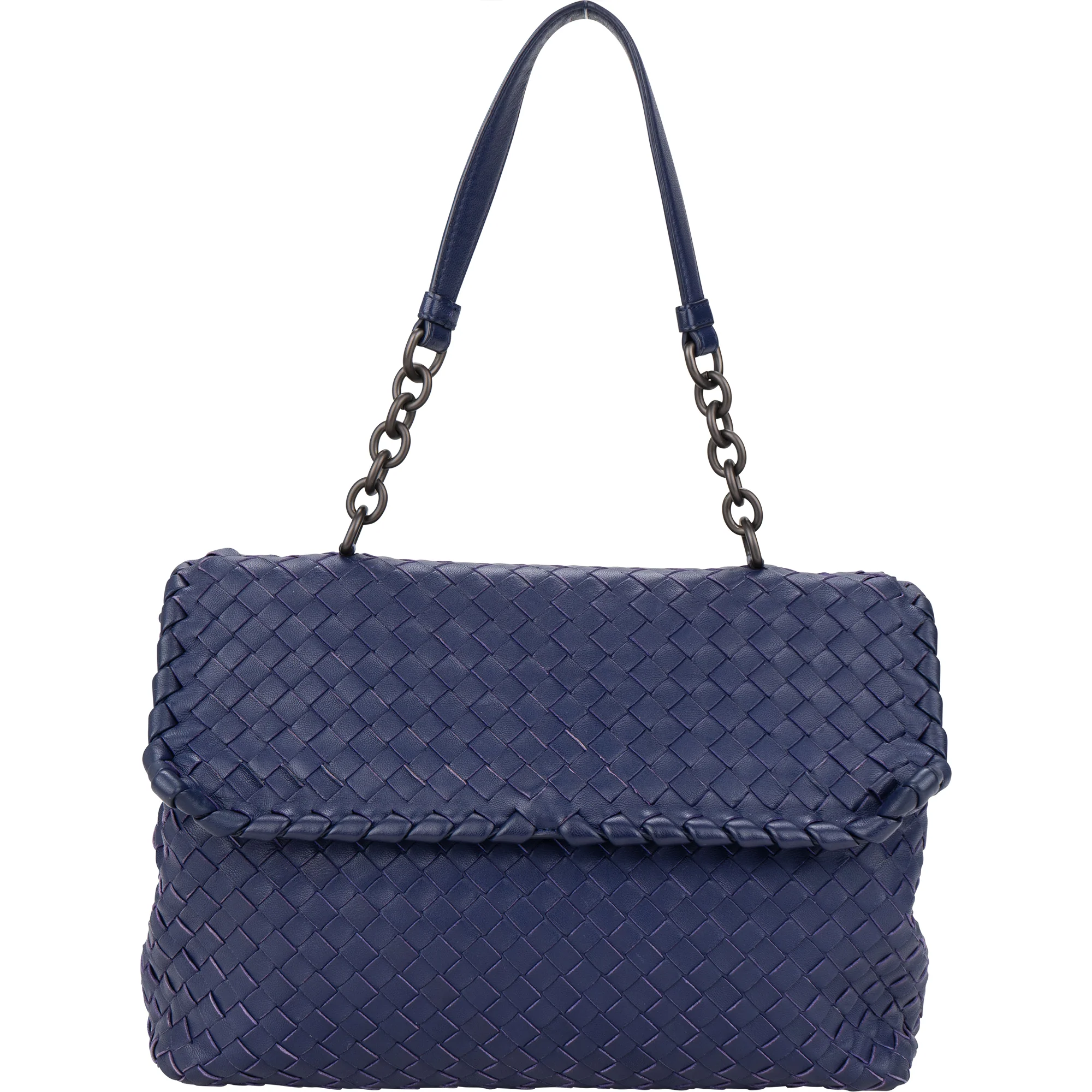 Bottega Veneta Blue Purple Intrecciato Leather Shoulder Bag