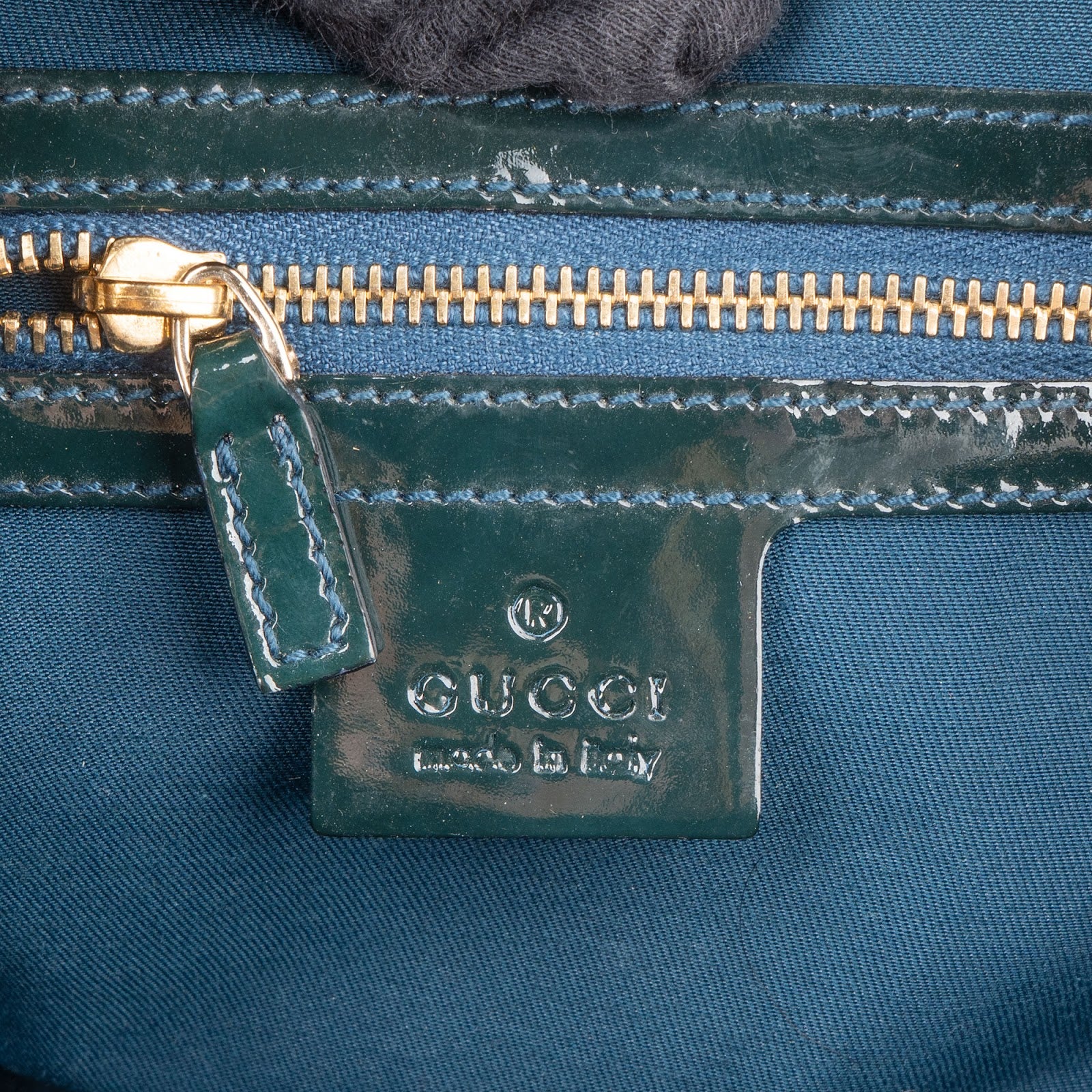 Gucci Monogram Patent Leather Horsebit Boston Bag