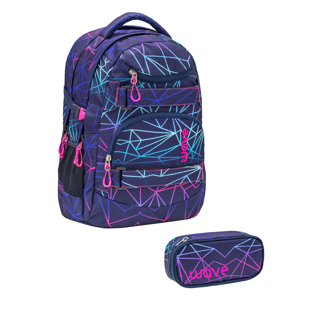 Wave Infinity Schulrucksack Set 2 tlg. "Stripes Purple"