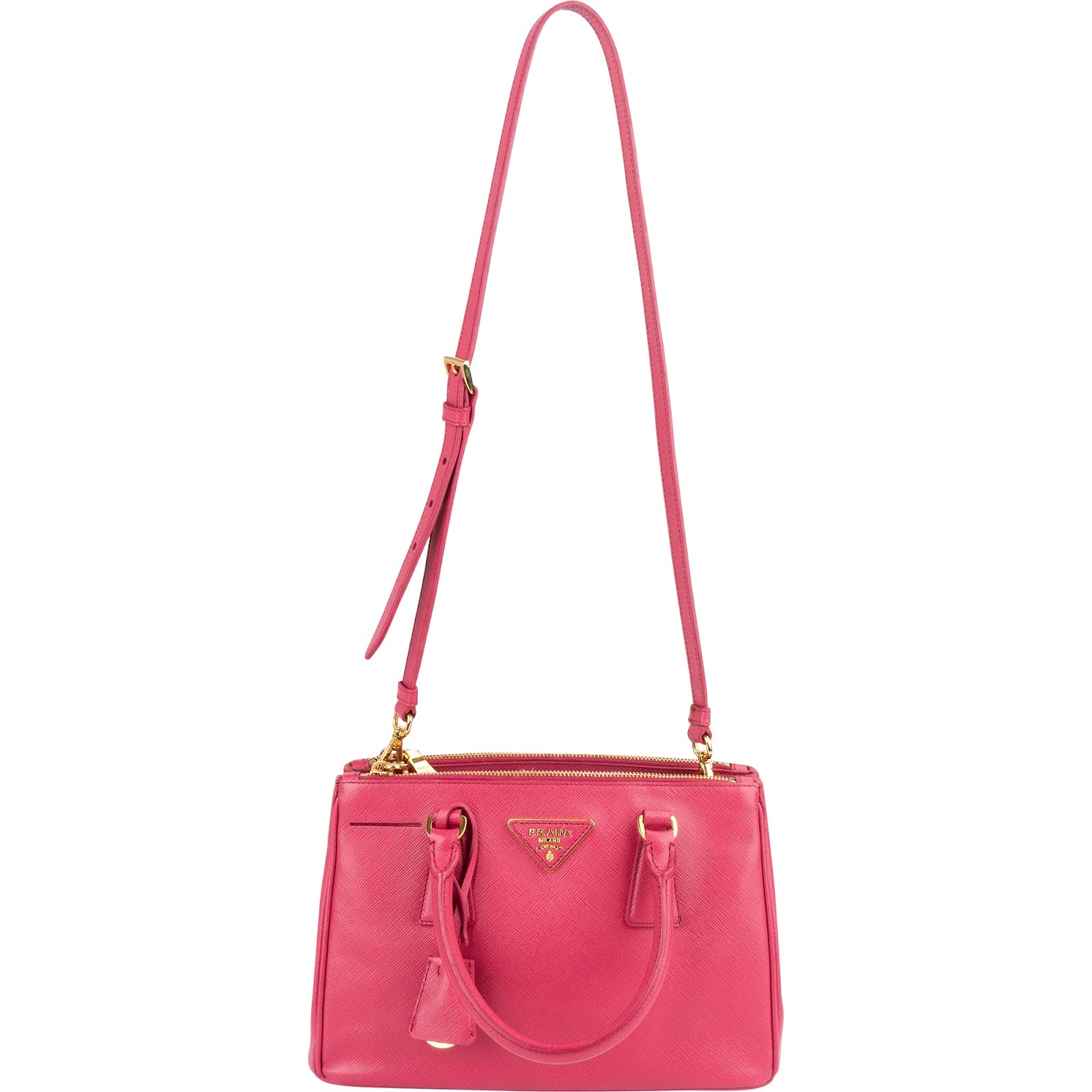 Prada Pink Saffiano Leather Small Galleria Handbag