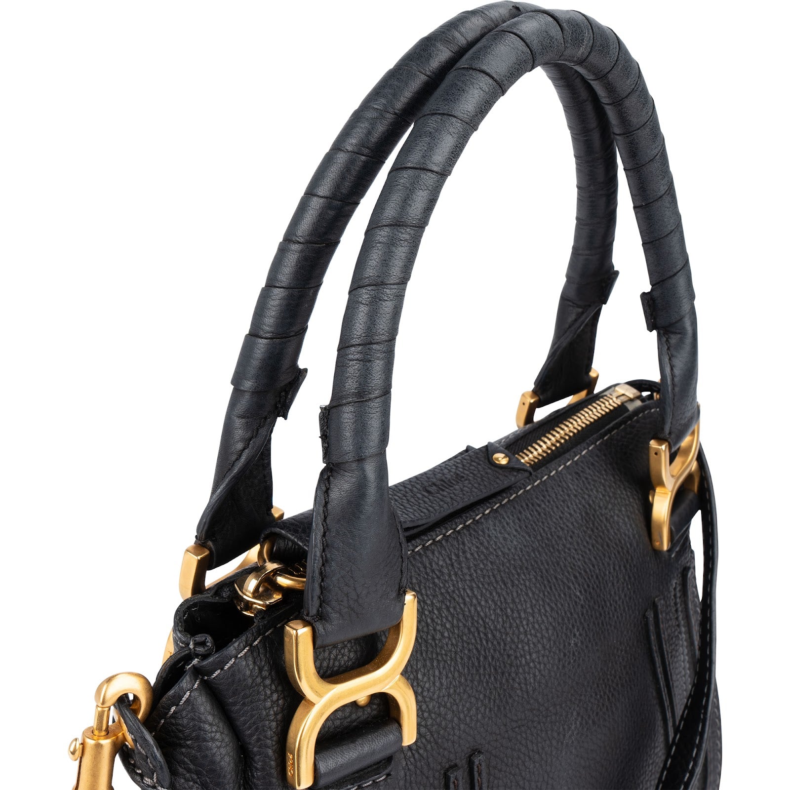 Chloé Black Grained Leather Marcie Handbag