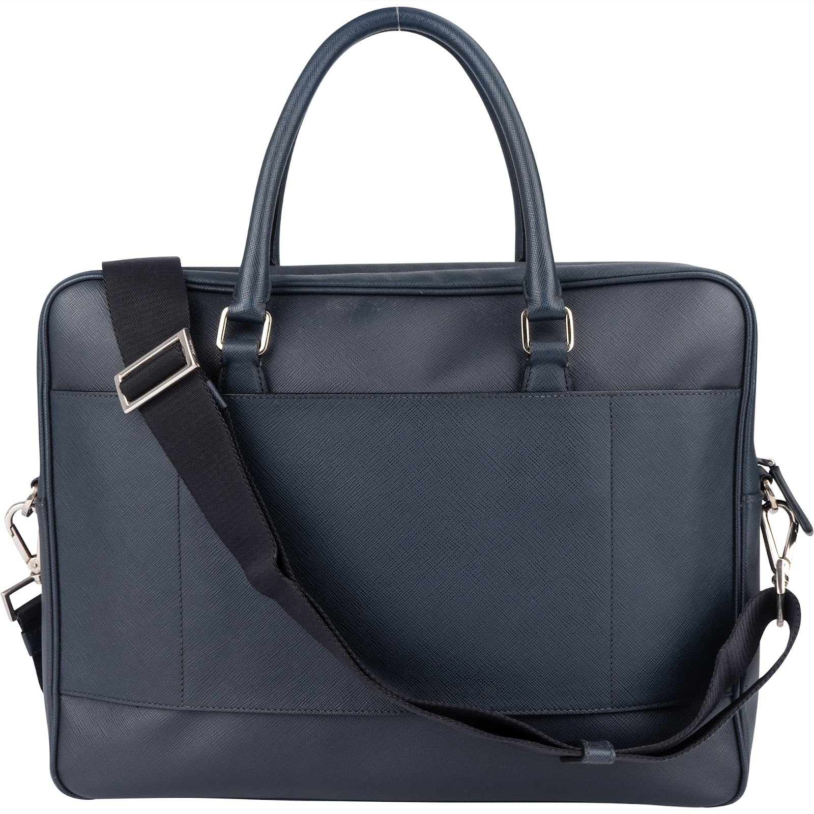 Prada Bleu Saffiano Leather Notebook Tasche