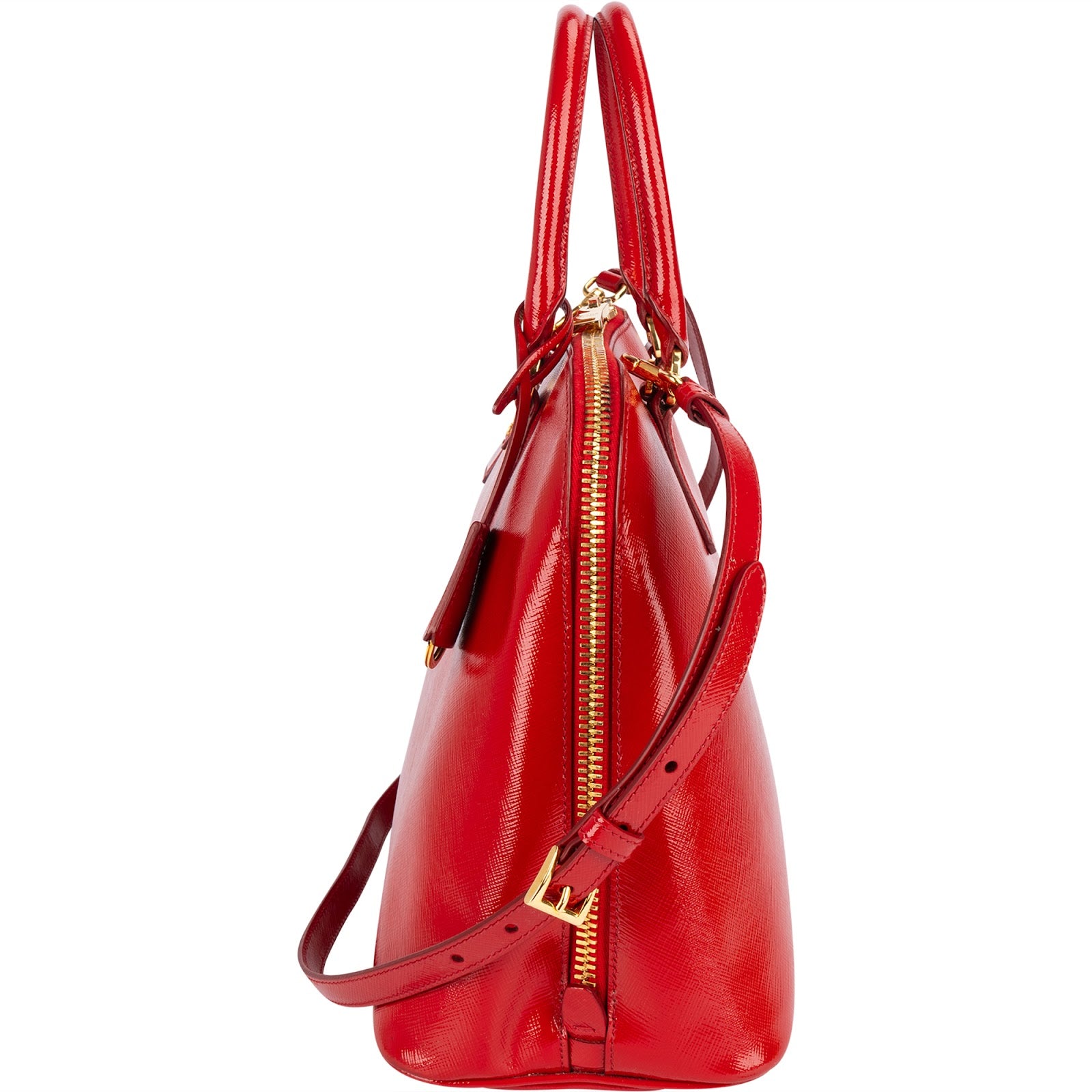Prada Patent Saffiano Vernice Promenade Handbag