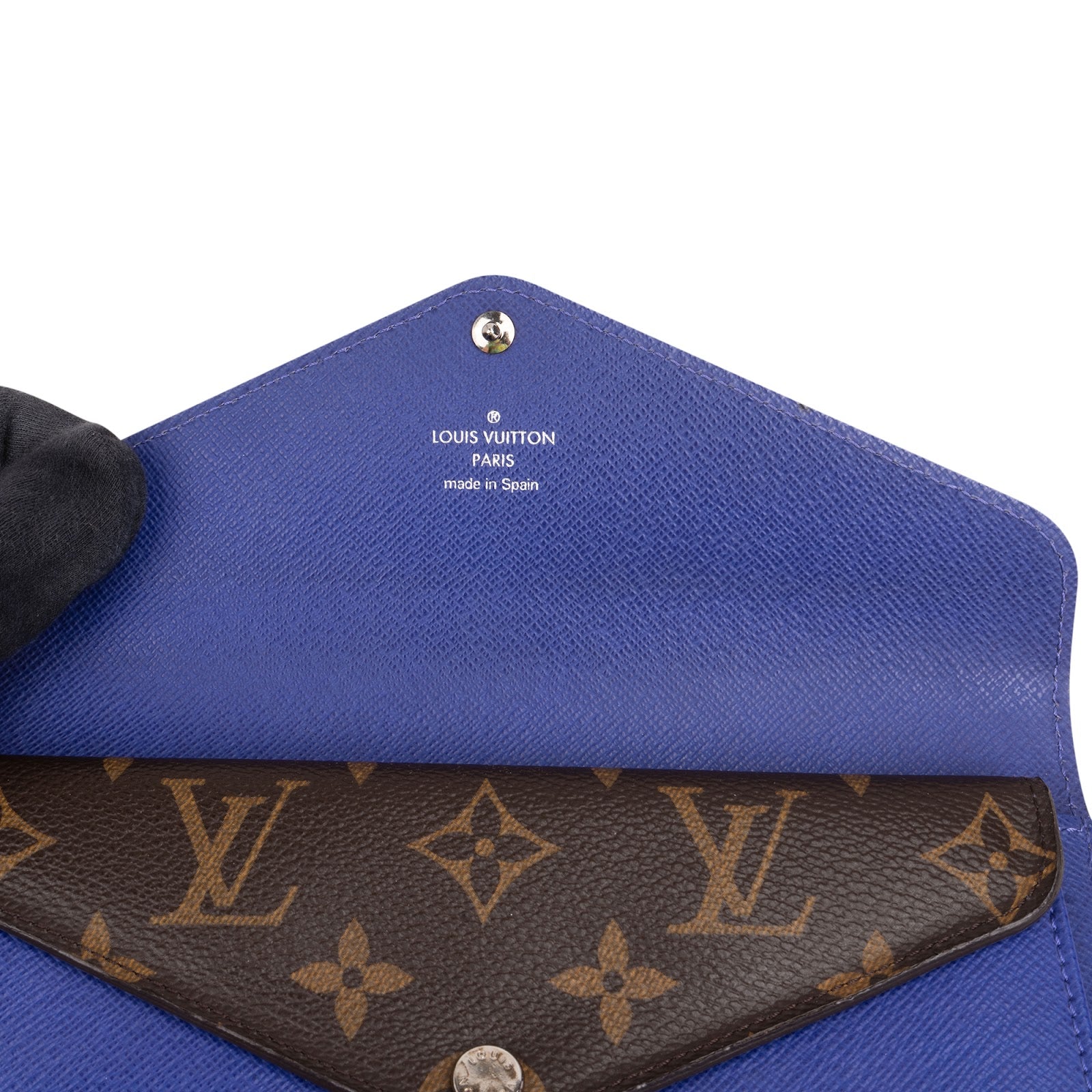 Louis Vuitton Blue Epi Leather Monogram Canvas Sarah Wallet
