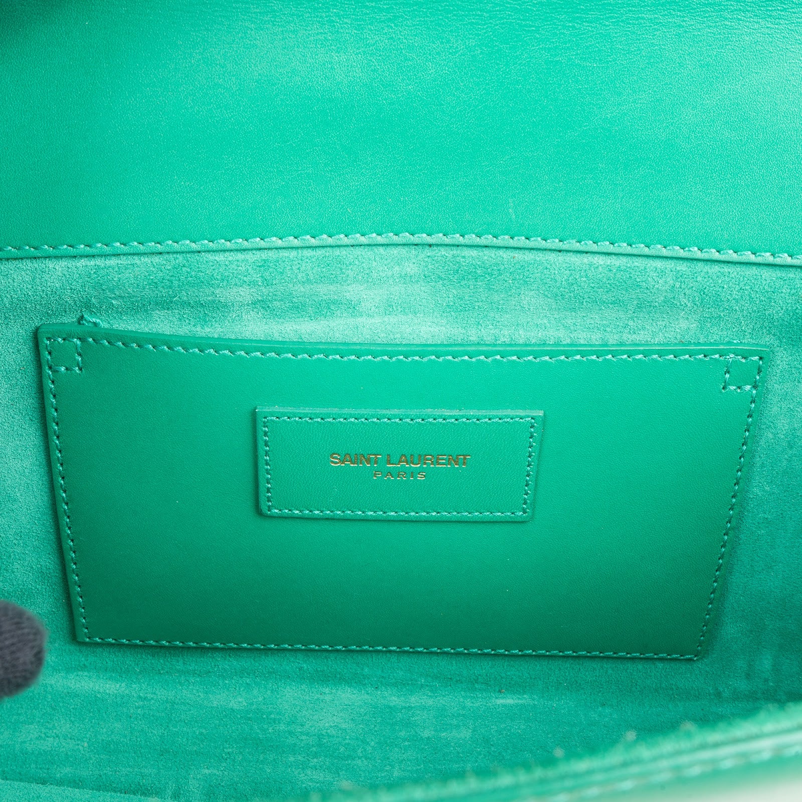 Saint Laurent Green Leather Clutch