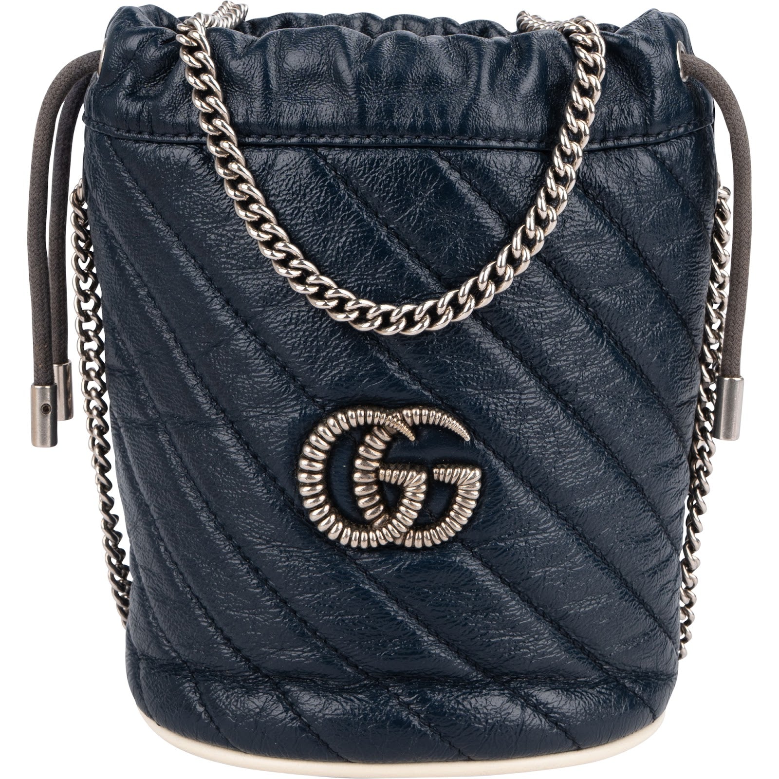 Gucci Matelassé Chevron Leather GG Marmont Mini Bucket