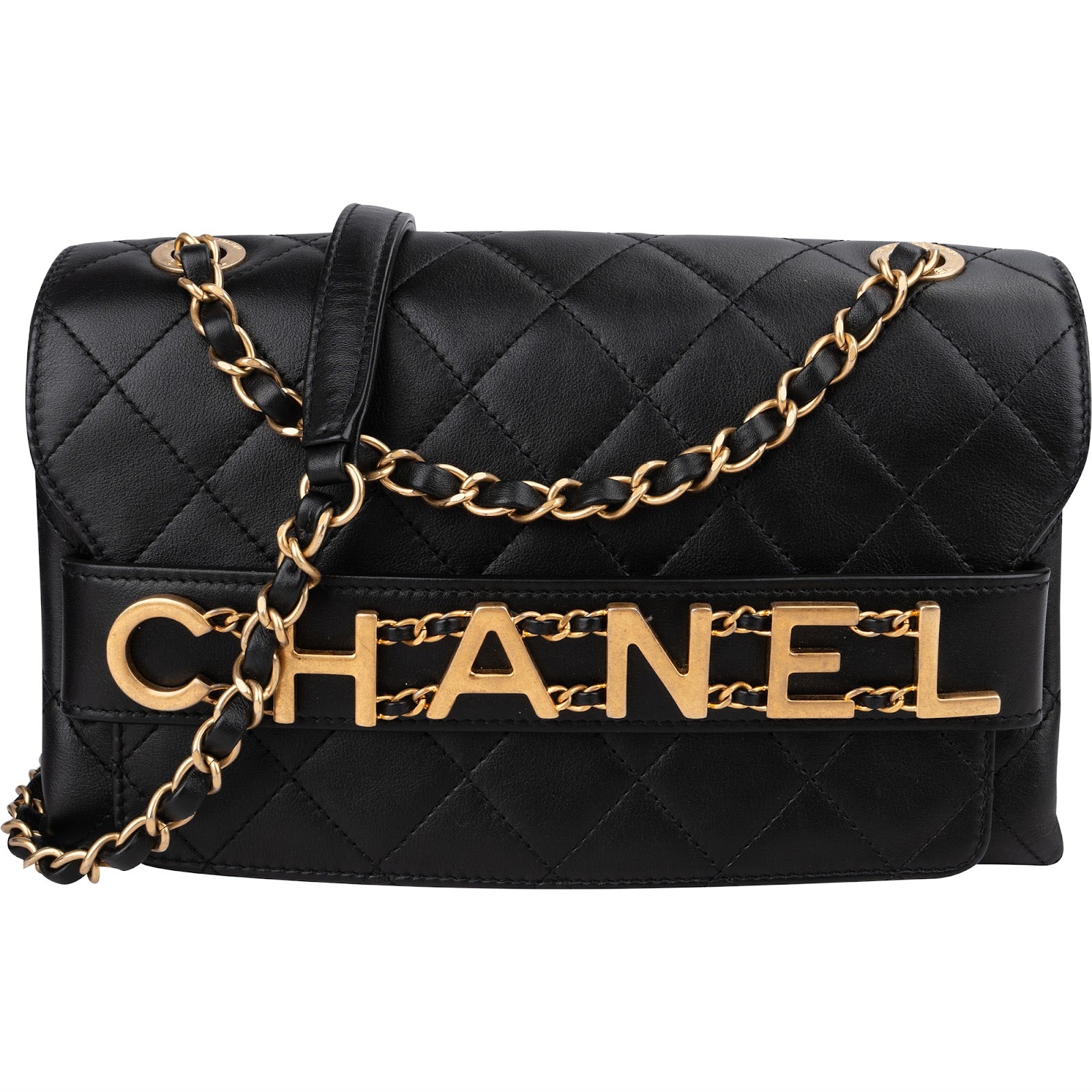 Chanel - Spellout Letters Single Flap Crossbody Bag