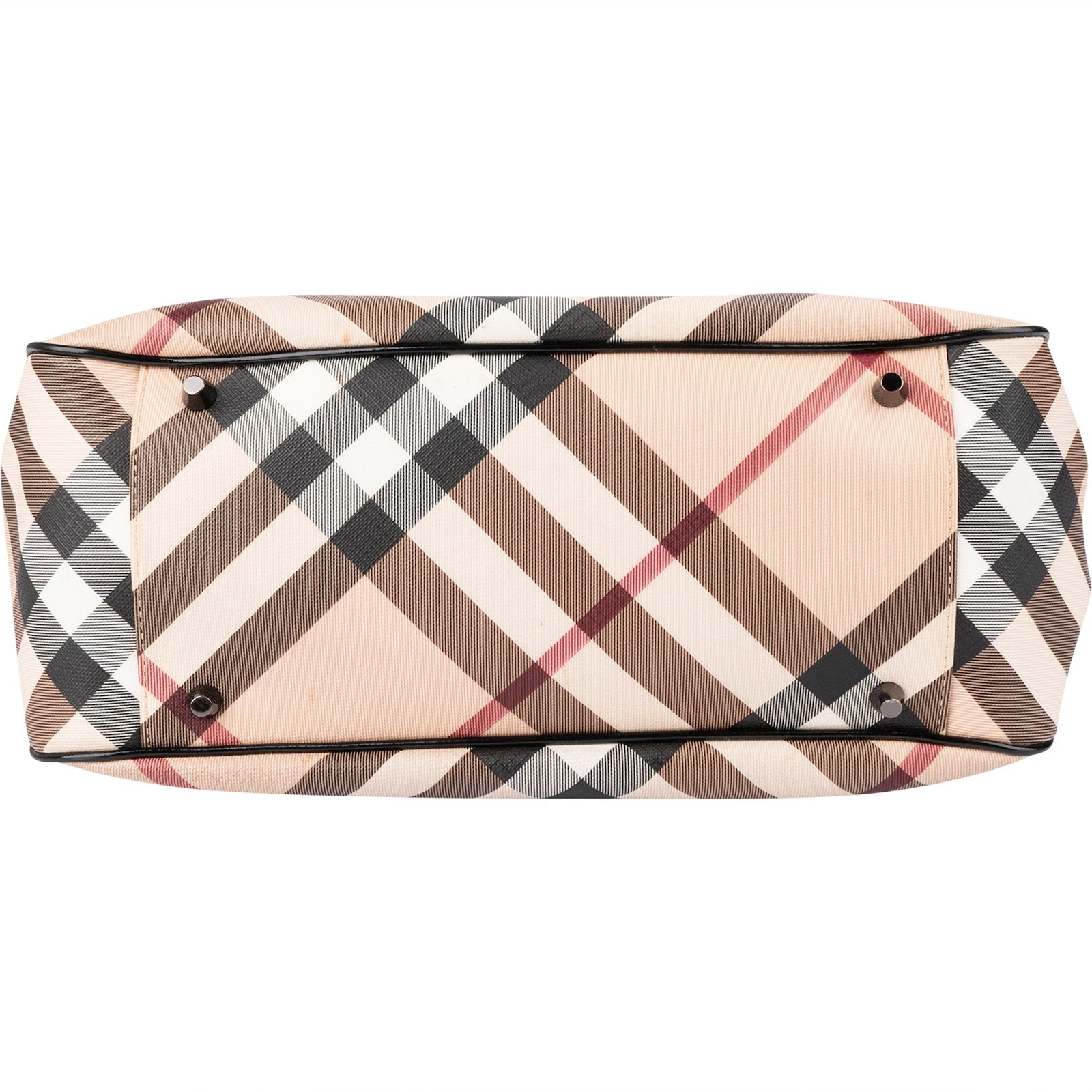 Burberry Nova-Check Monogram Patent Leather Tote Shoulder Bag