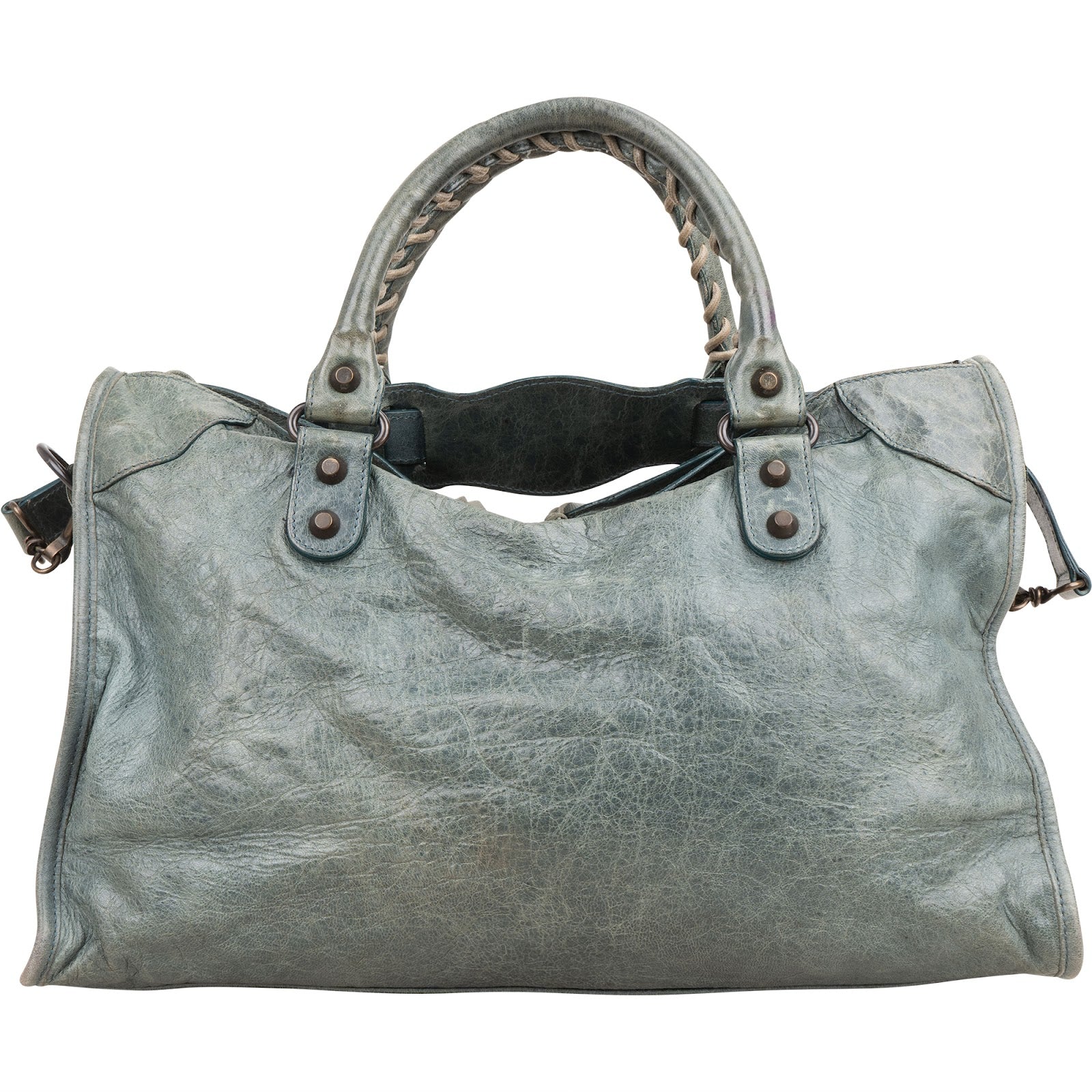 Balenciaga Petrol Leather City Handbag
