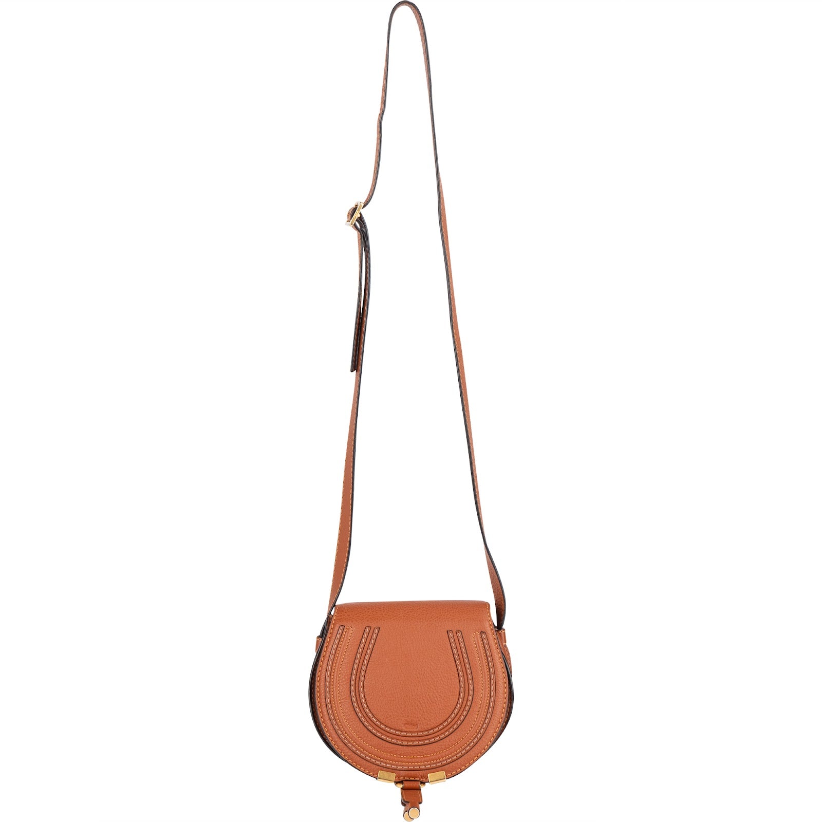 Chloé Grained Calfskin Leather Small Marcie Saddle Crossbody Bag