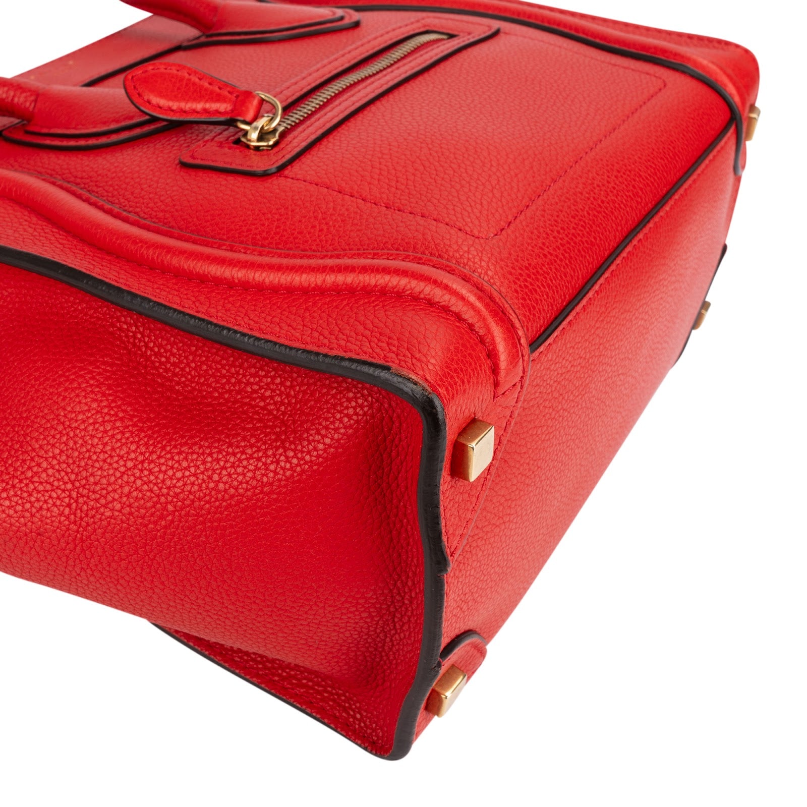 Céline Drummed Calfskin Nano Luggage Tote Handbag