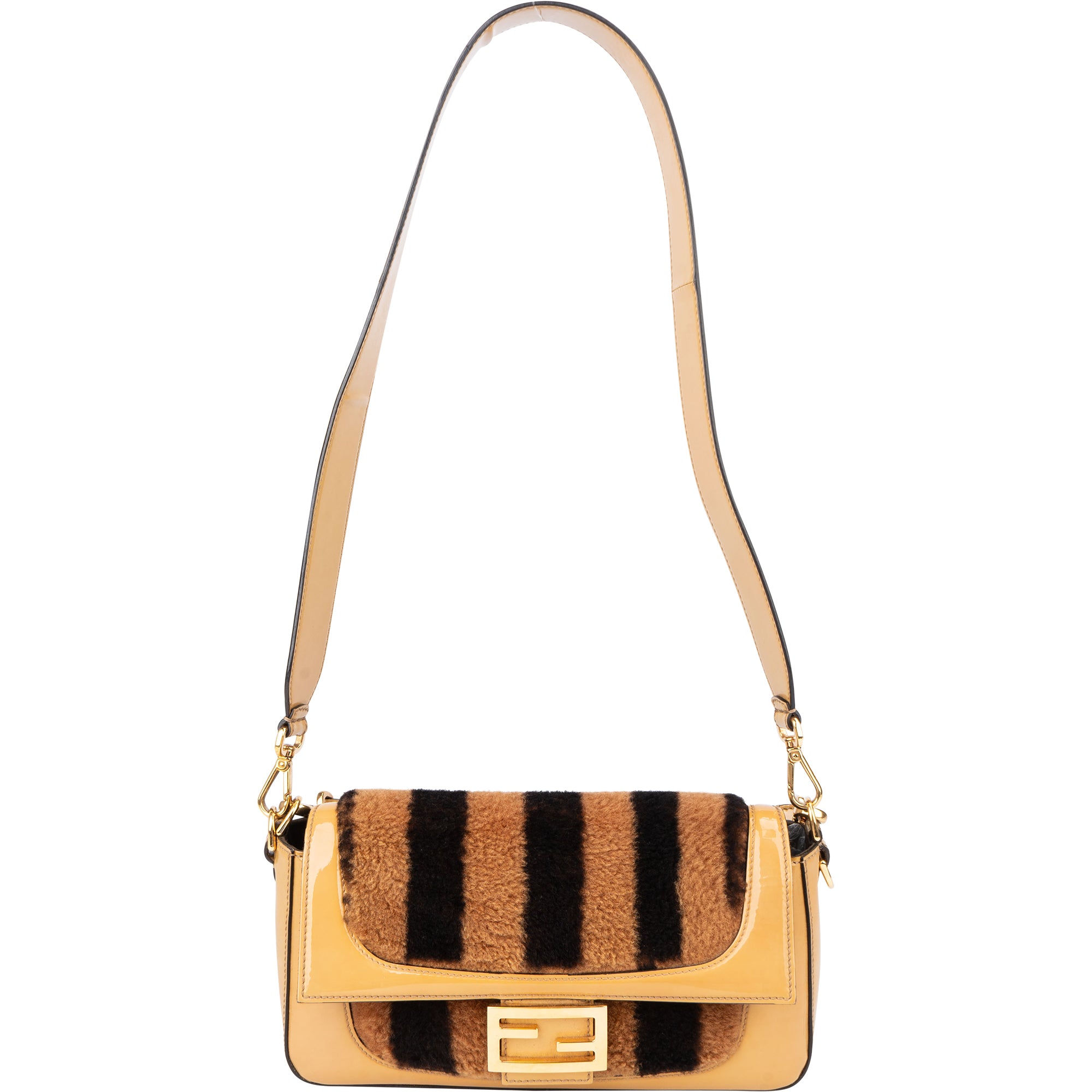 Fendi Shearling Baguette Buckle Handbag