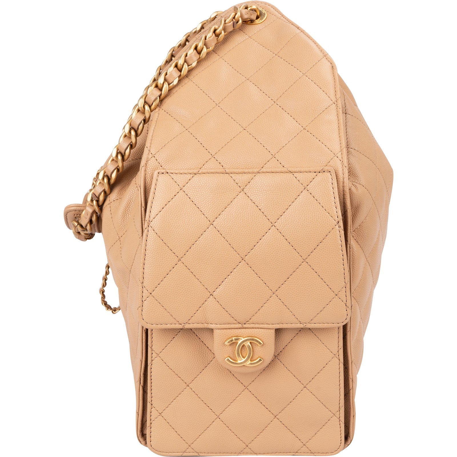 Chanel 25 Medium Quilted Caviar Leather CC Drawstring Shoulder Bag