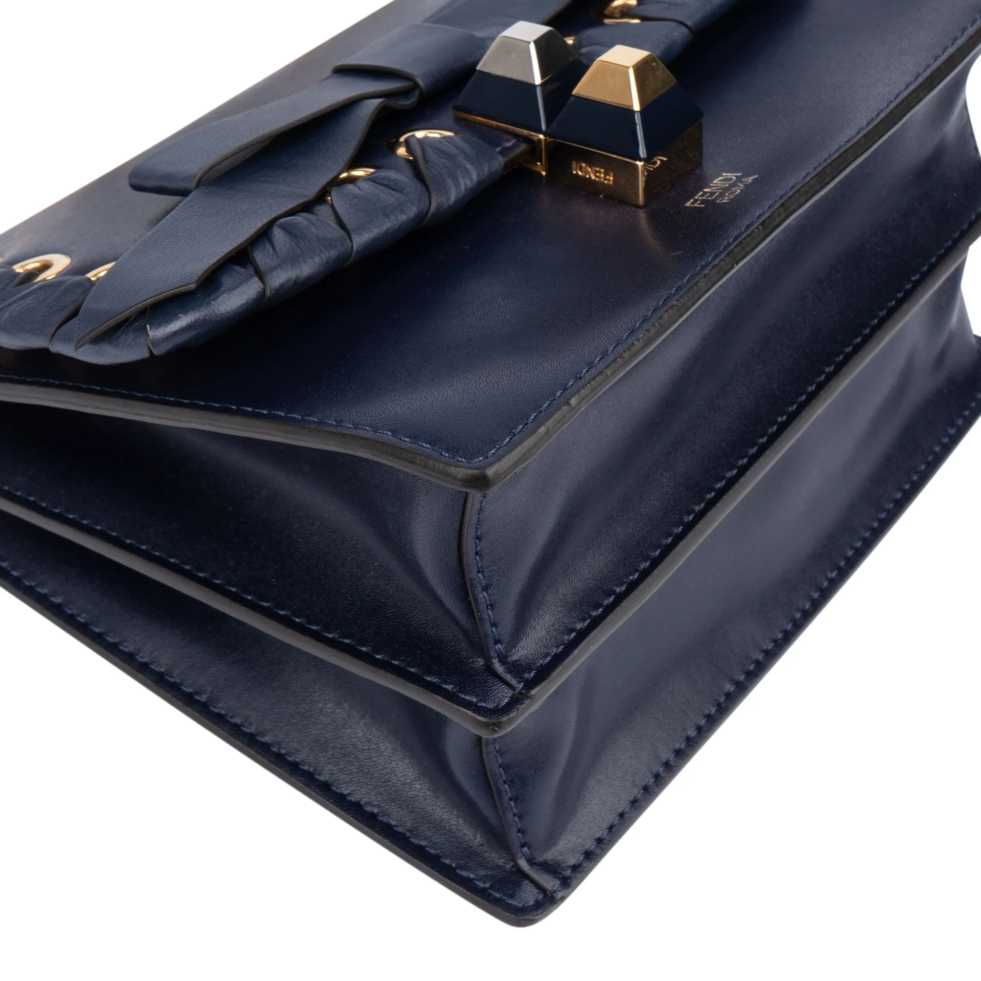 Fendi Bleu Leather Kan I Crossbody Bag