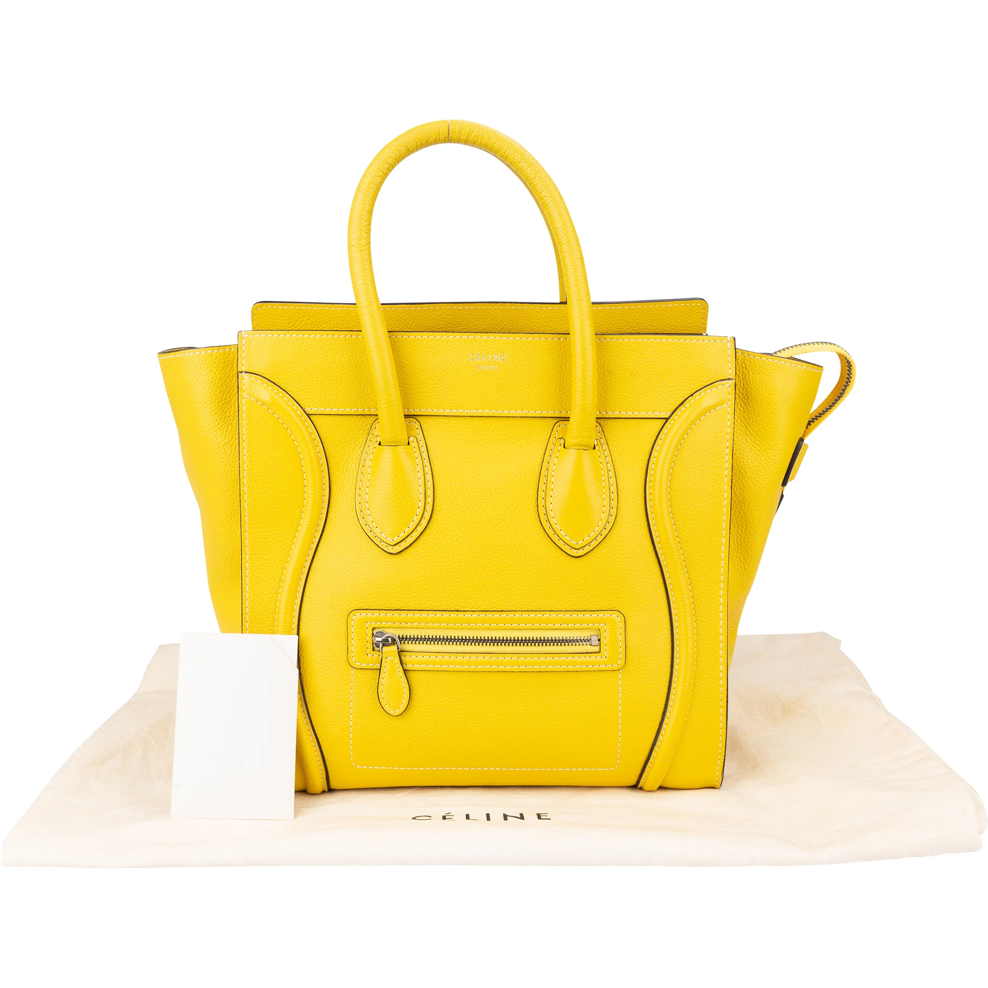 Celine Yellow Leather Luggage Handbag
