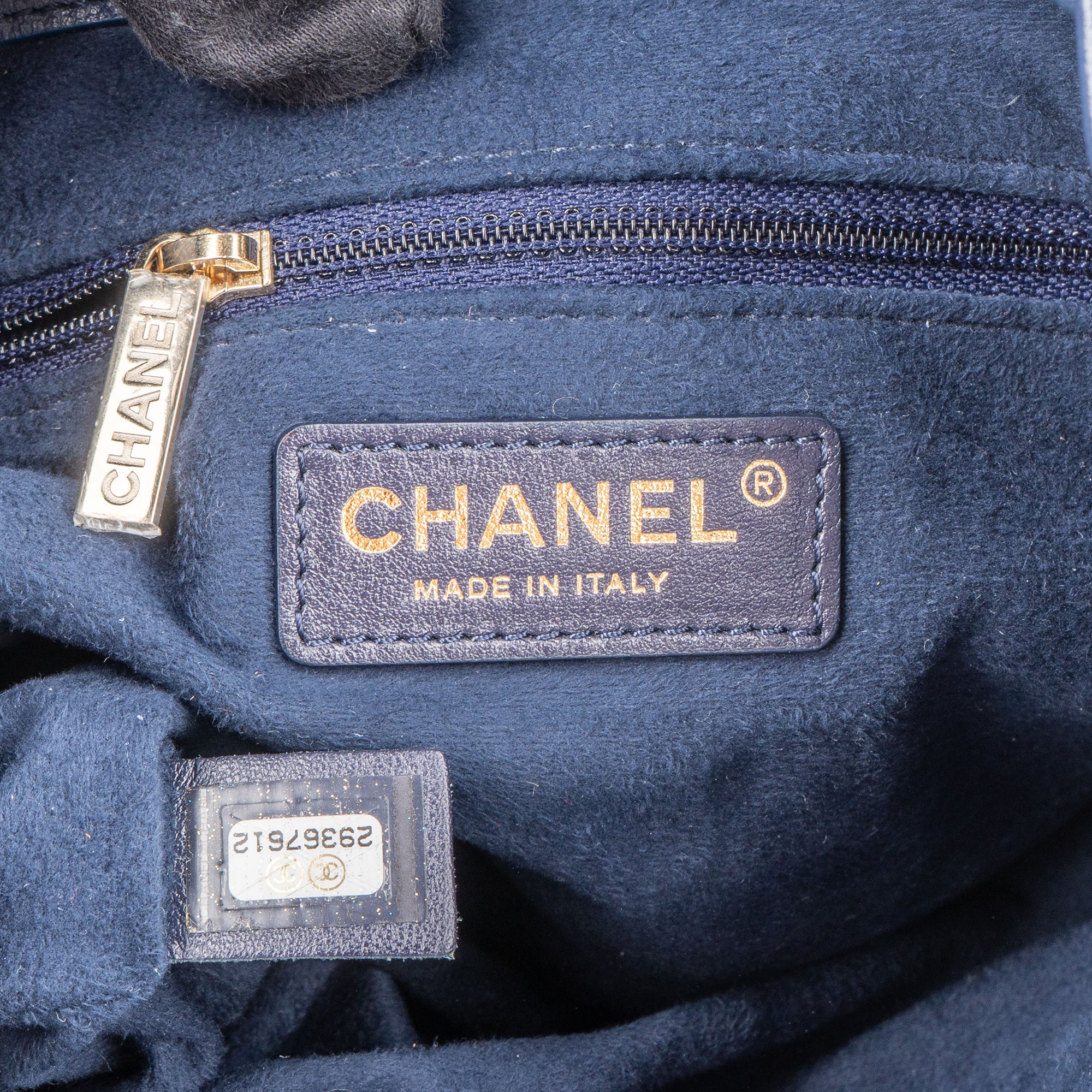 Chanel Bleu Caviar Leather Deauville Bucket Crossbody Bag
