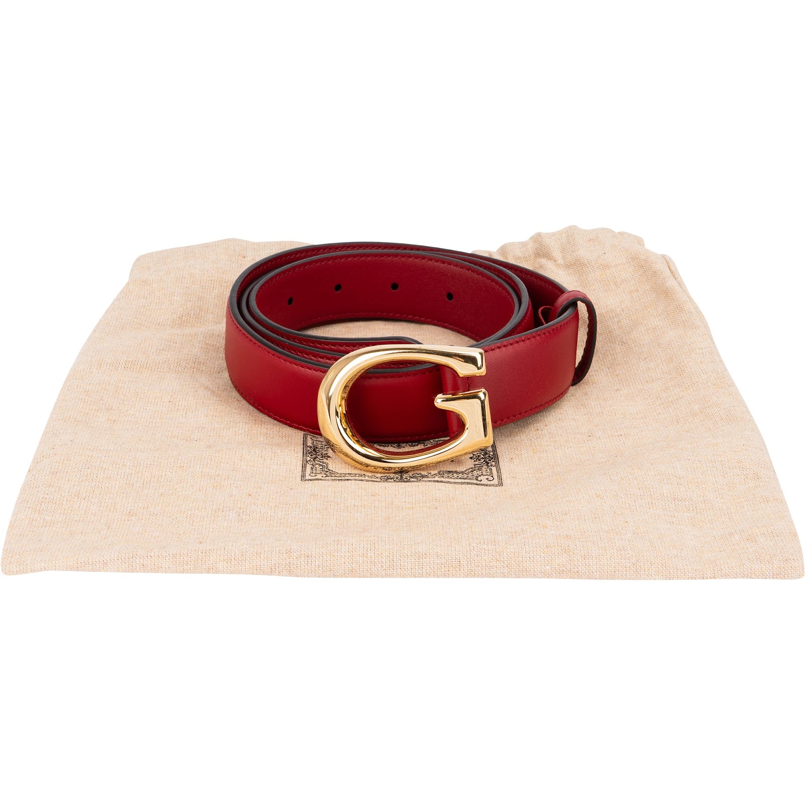 Gucci Red Leather Framed G Buckle Gürtel