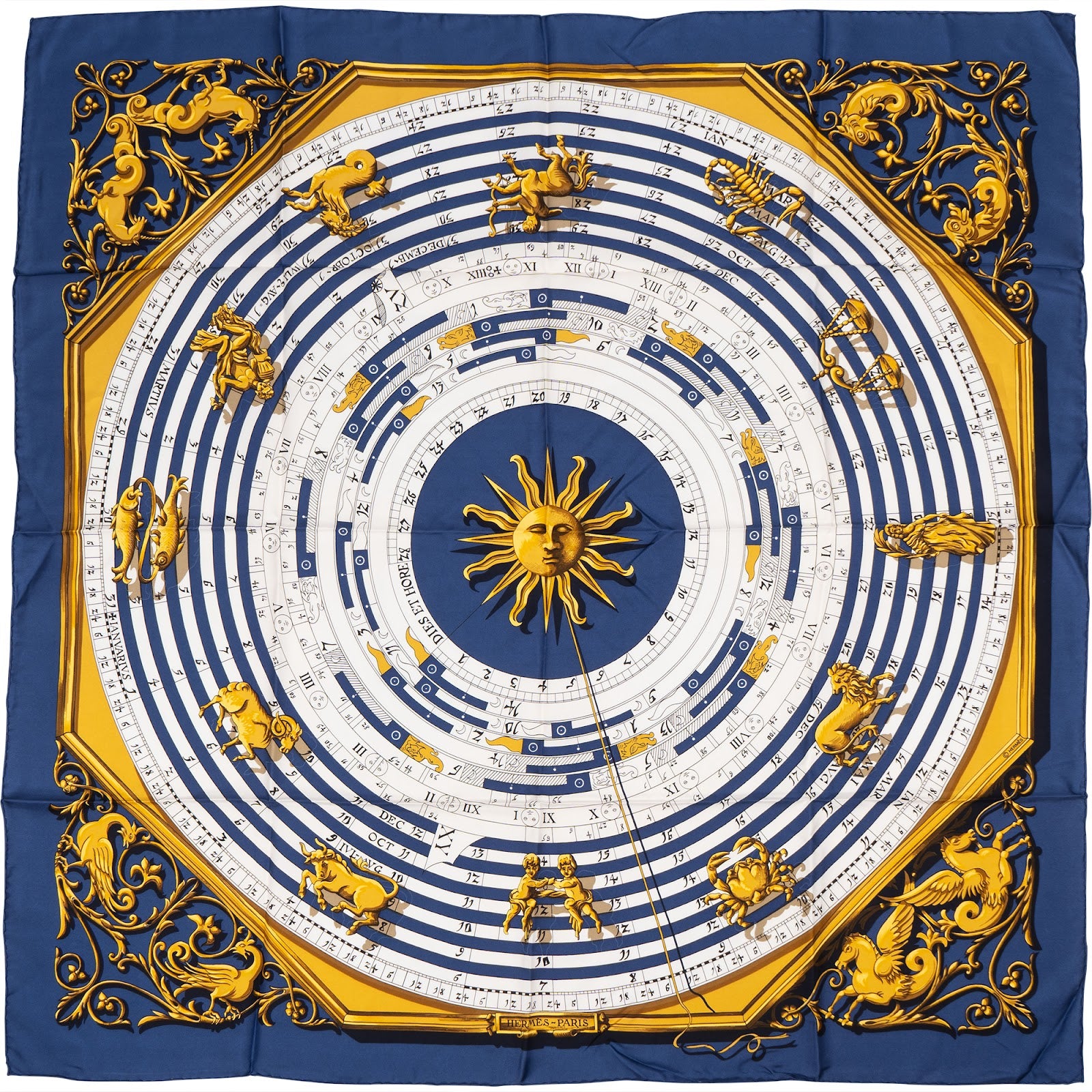 Hermès Dies et Hore Astrologie Silk 90 Tuch