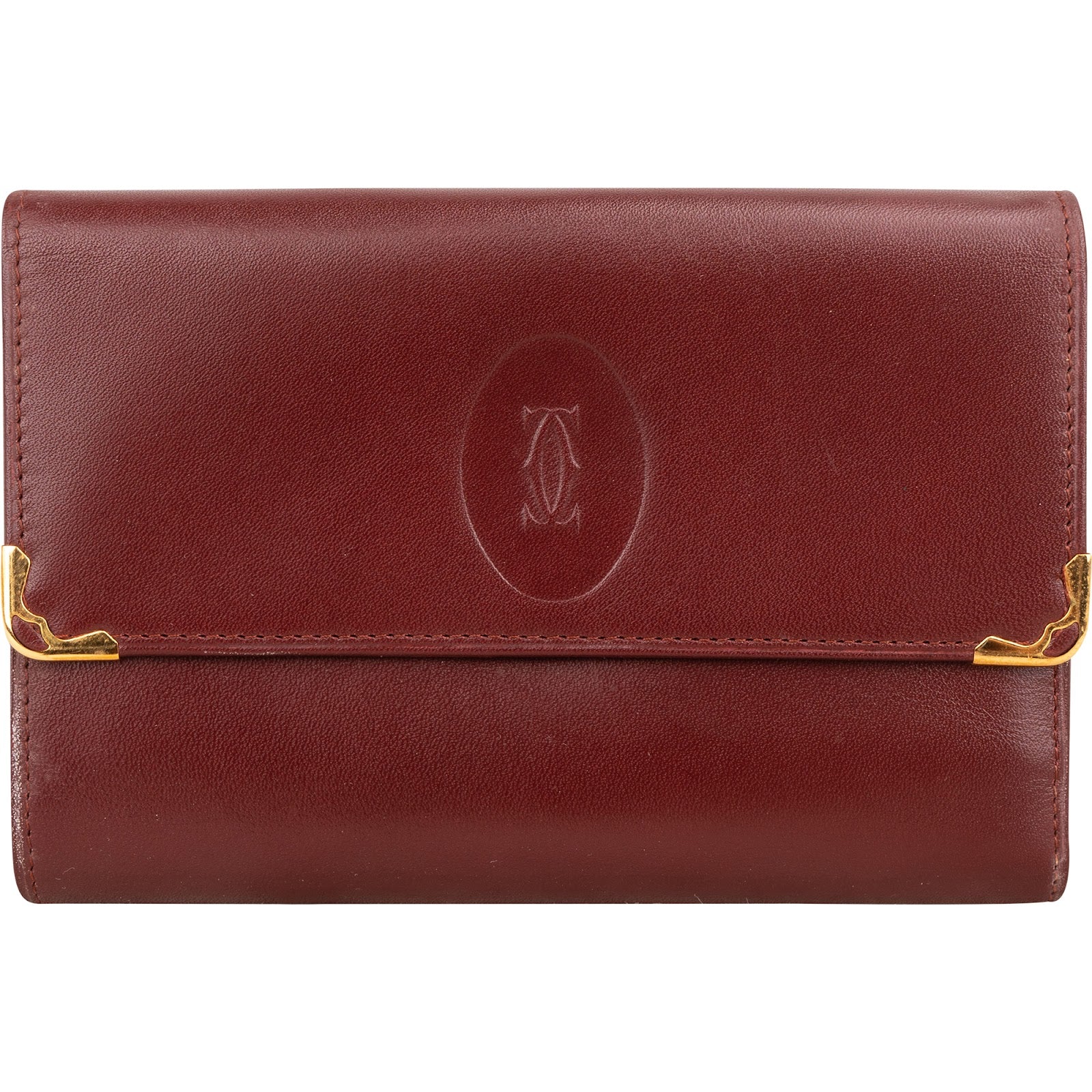 Cartier Bordeaux Leather Flap Wallet