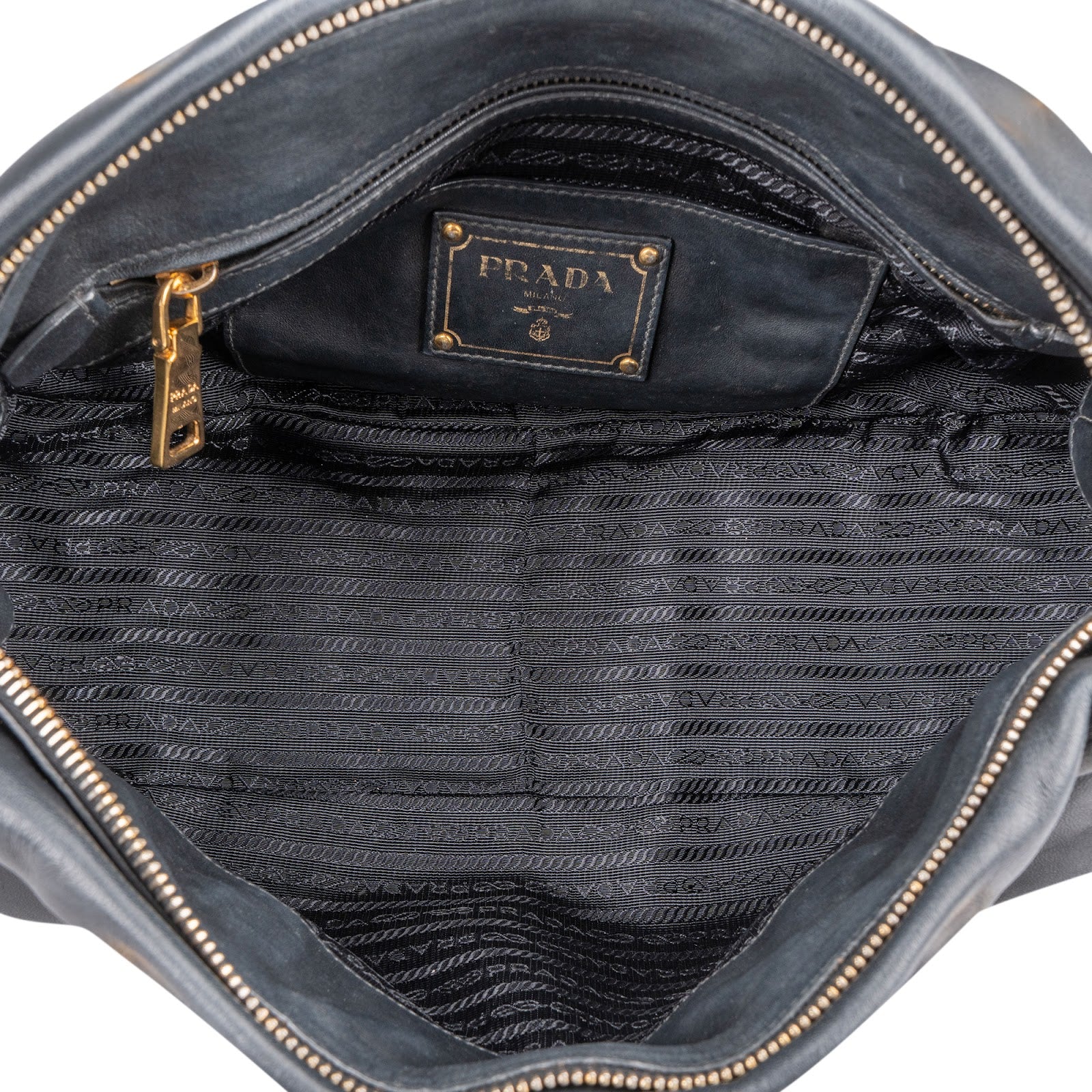 Prada Black Leather Buckle Tote Handbag