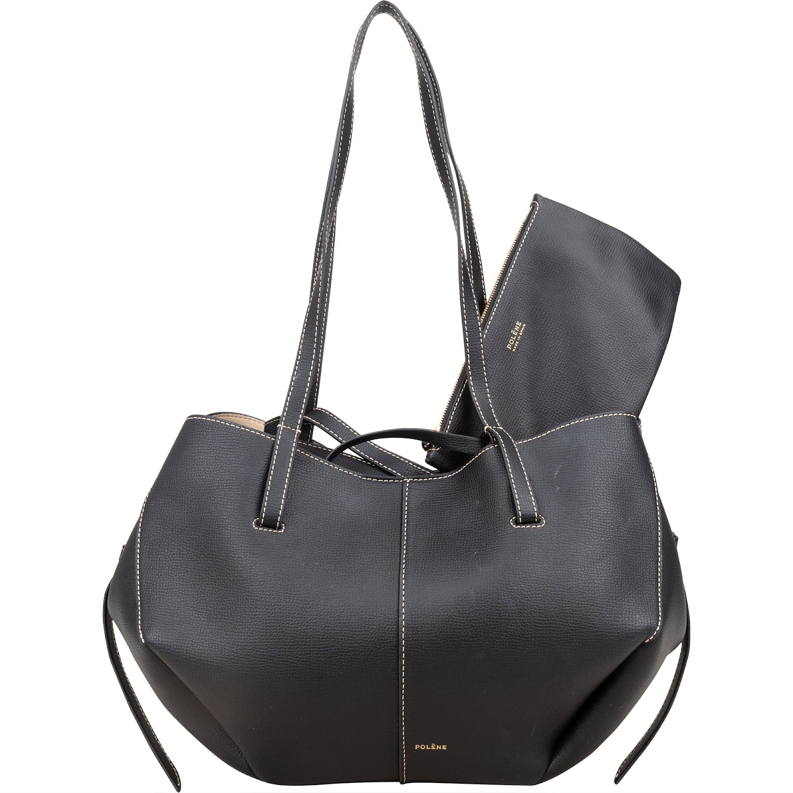 Polène Grained Leather Cyme Tote Handbag