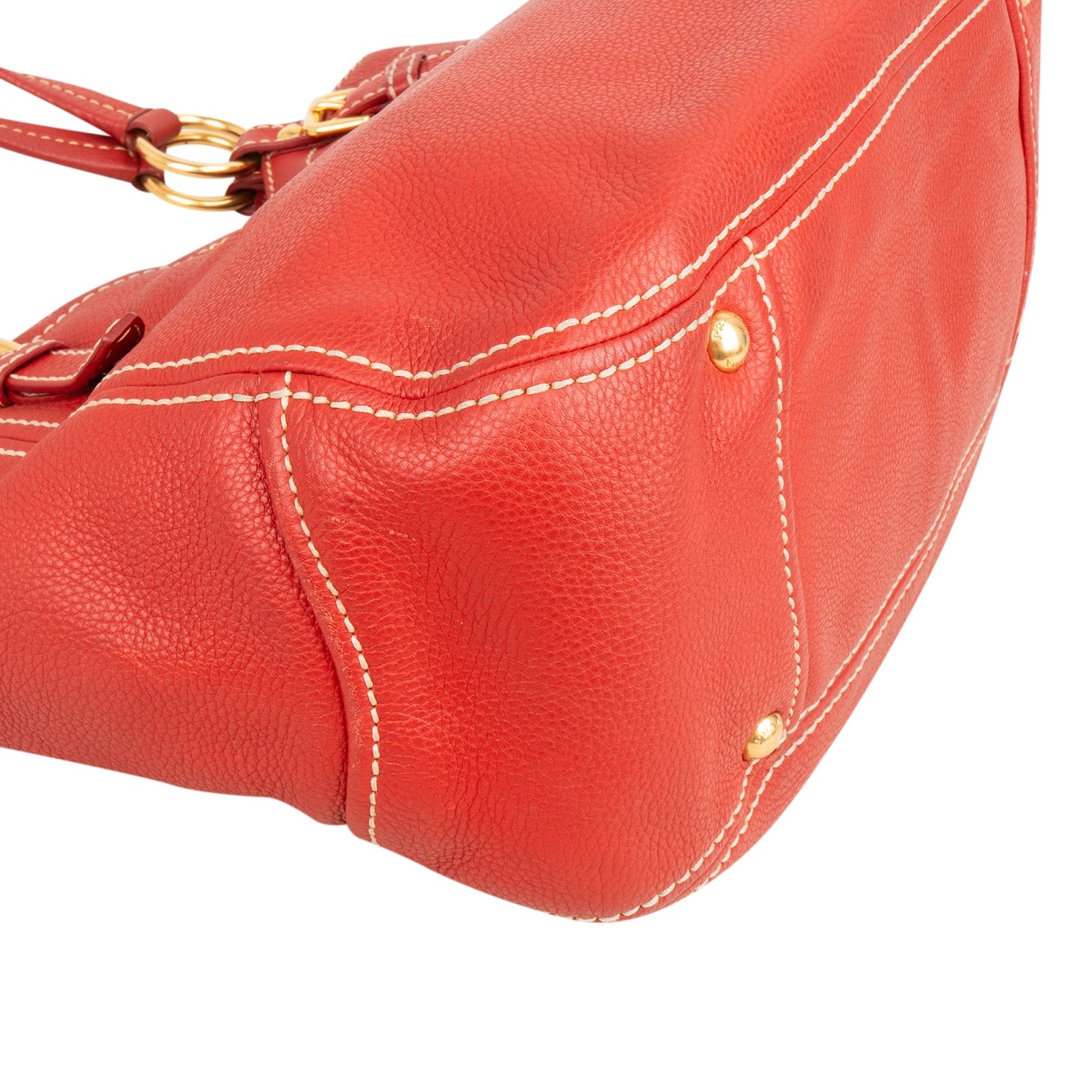 Prada Red Vitello Daino Hobo Shoulder Bag