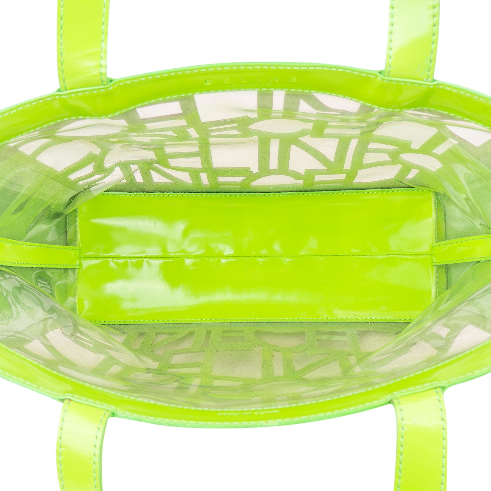 Celine Patent Leather Vertical Transparent Cutout Handbag