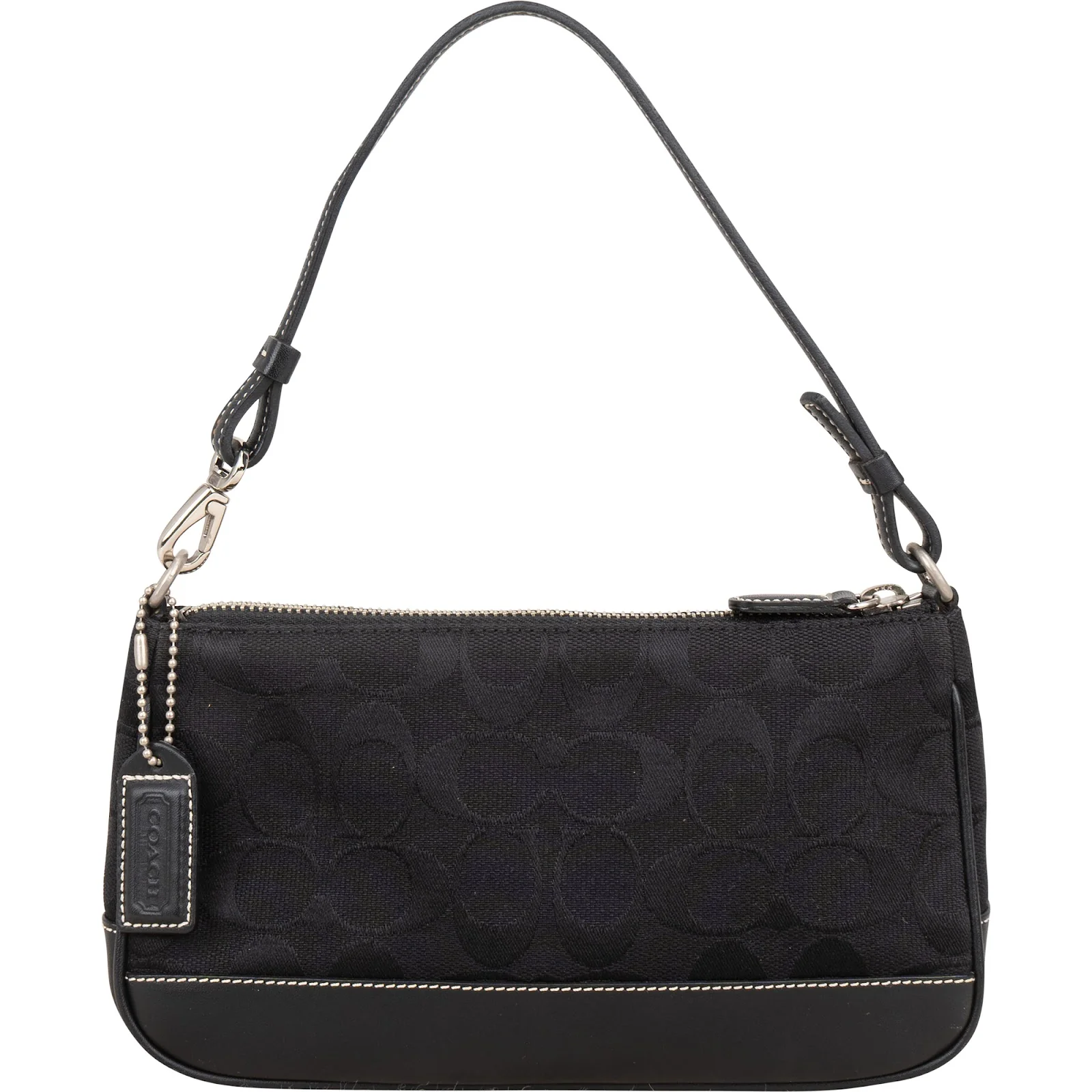 Coach Black Signature Monogram Pochette Handbag