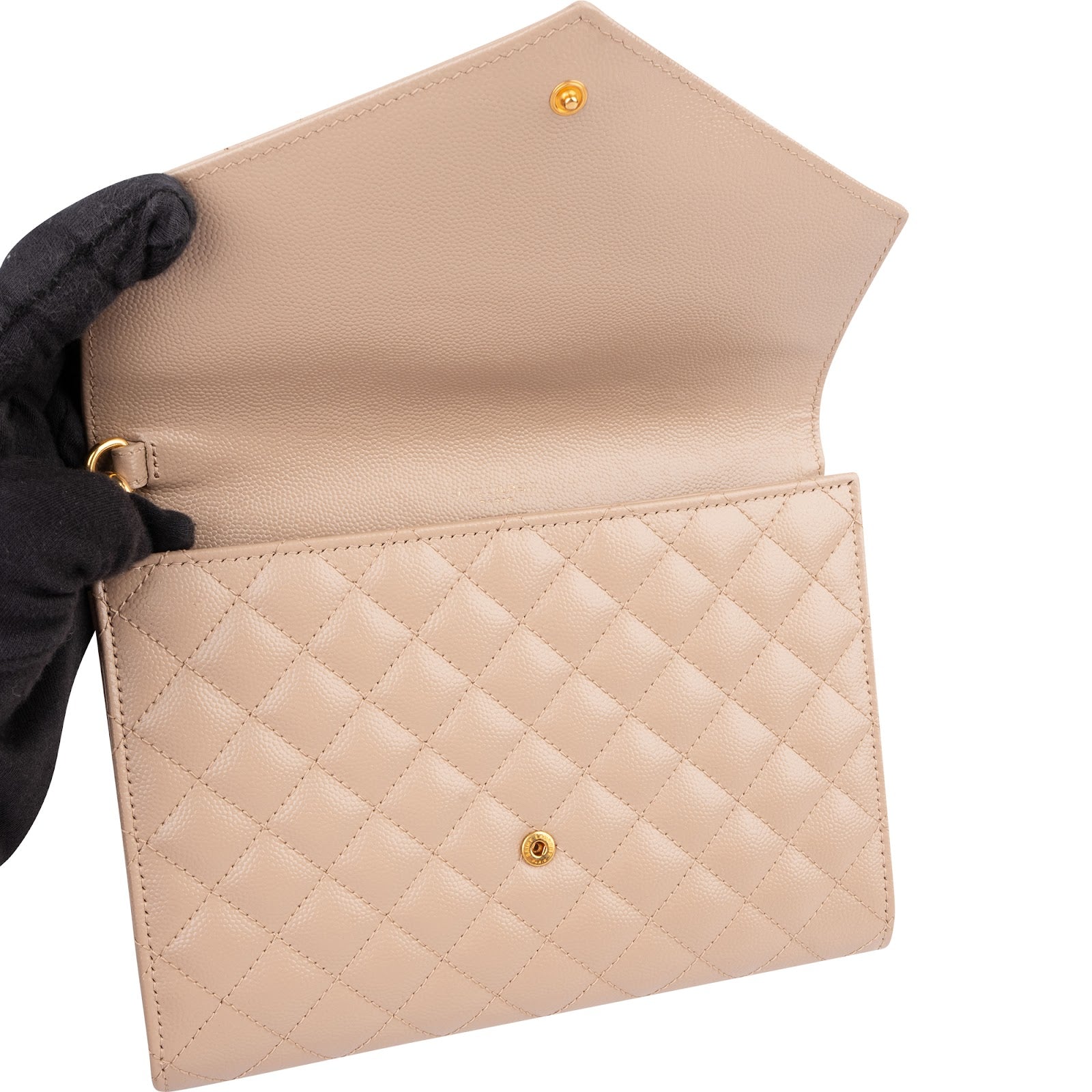 Saint Laurent Chevron Grain de Poudre Matelassé Pouch