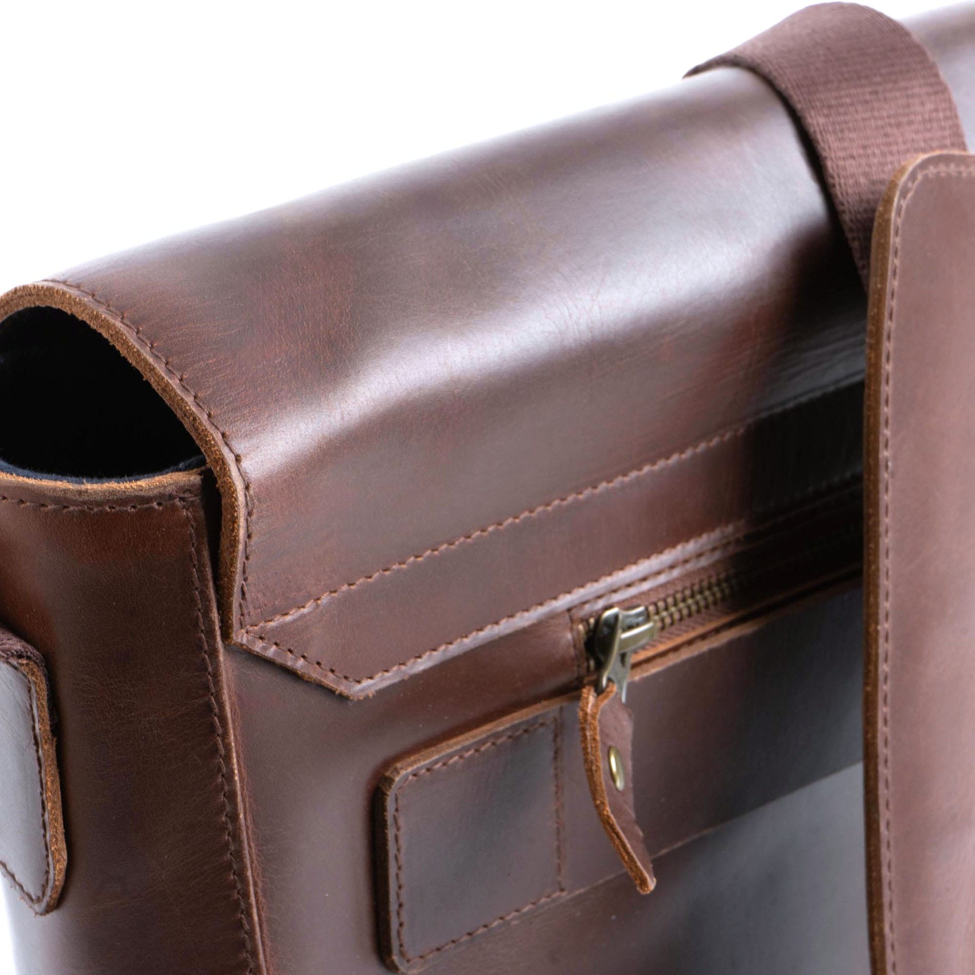 Messenger Bag Times Leder - BROWN/Dots