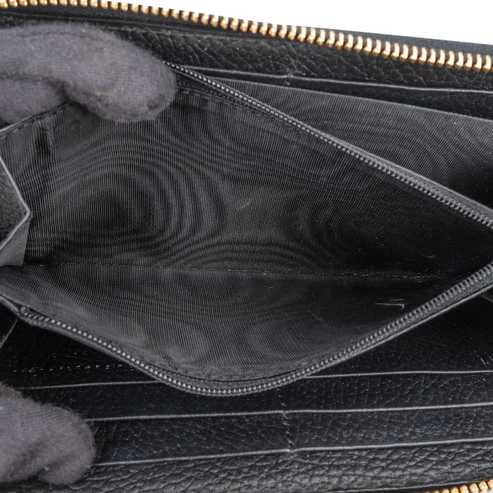 Gucci Pebbled Leather GG Zip Around Wallet