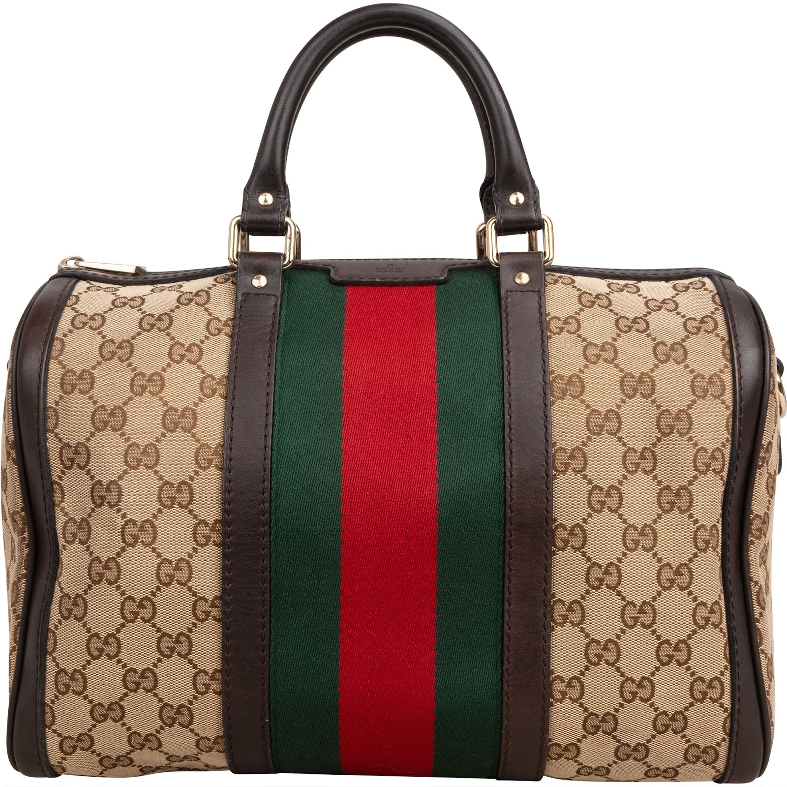Gucci Monogram GG Canvas  Web Boston Bag