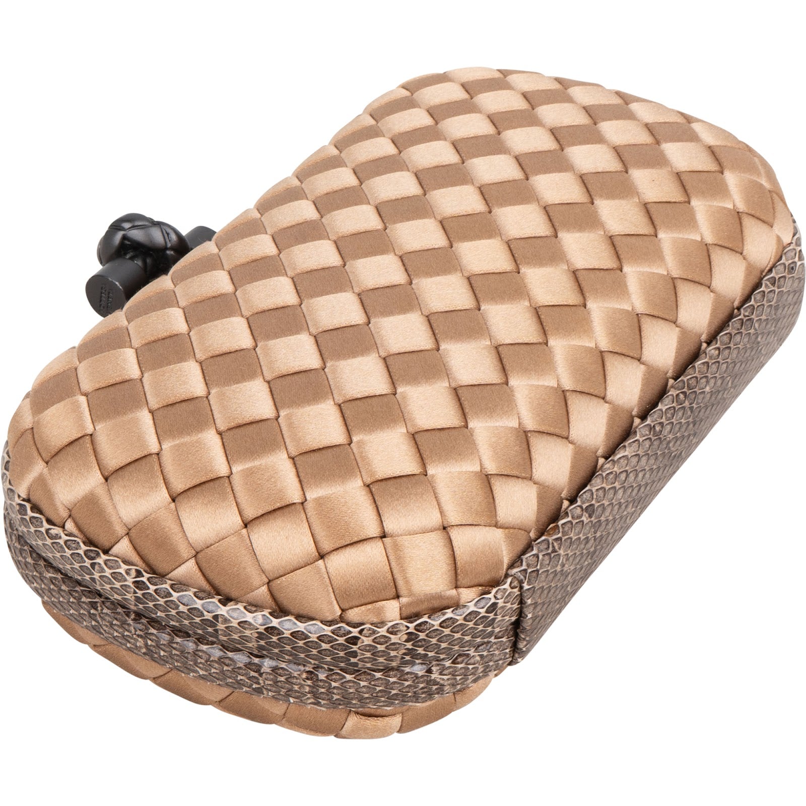 Bottega Veneta Intrecciato Satin Knot Snakeskin Clutch