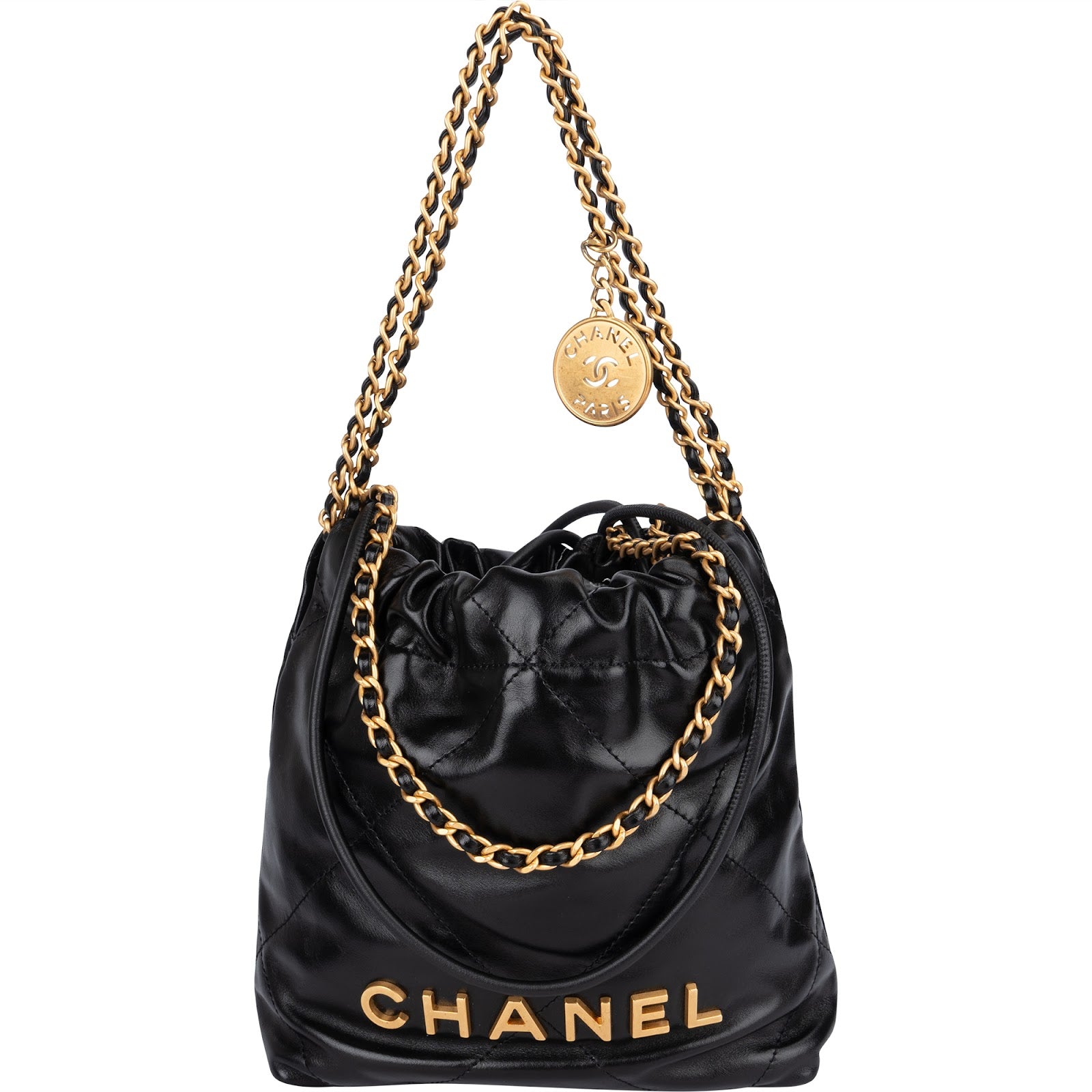 Chanel 22 Stitching Lambskin Small Drawstring Crossbody Bag