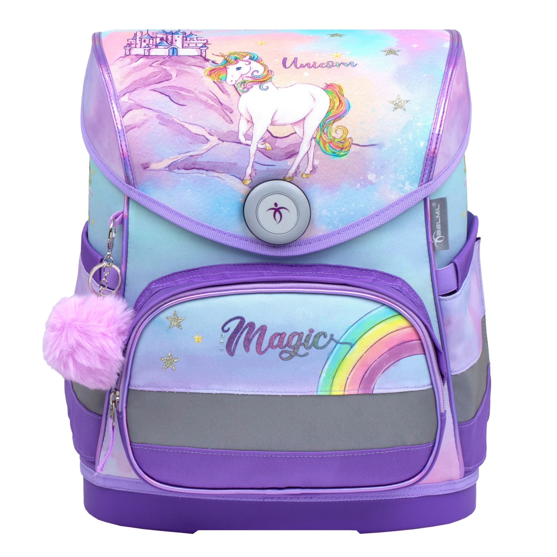 Compact ergonomisches Schulranzen-Set 4-teilig - Rainbow Unicorn Magic