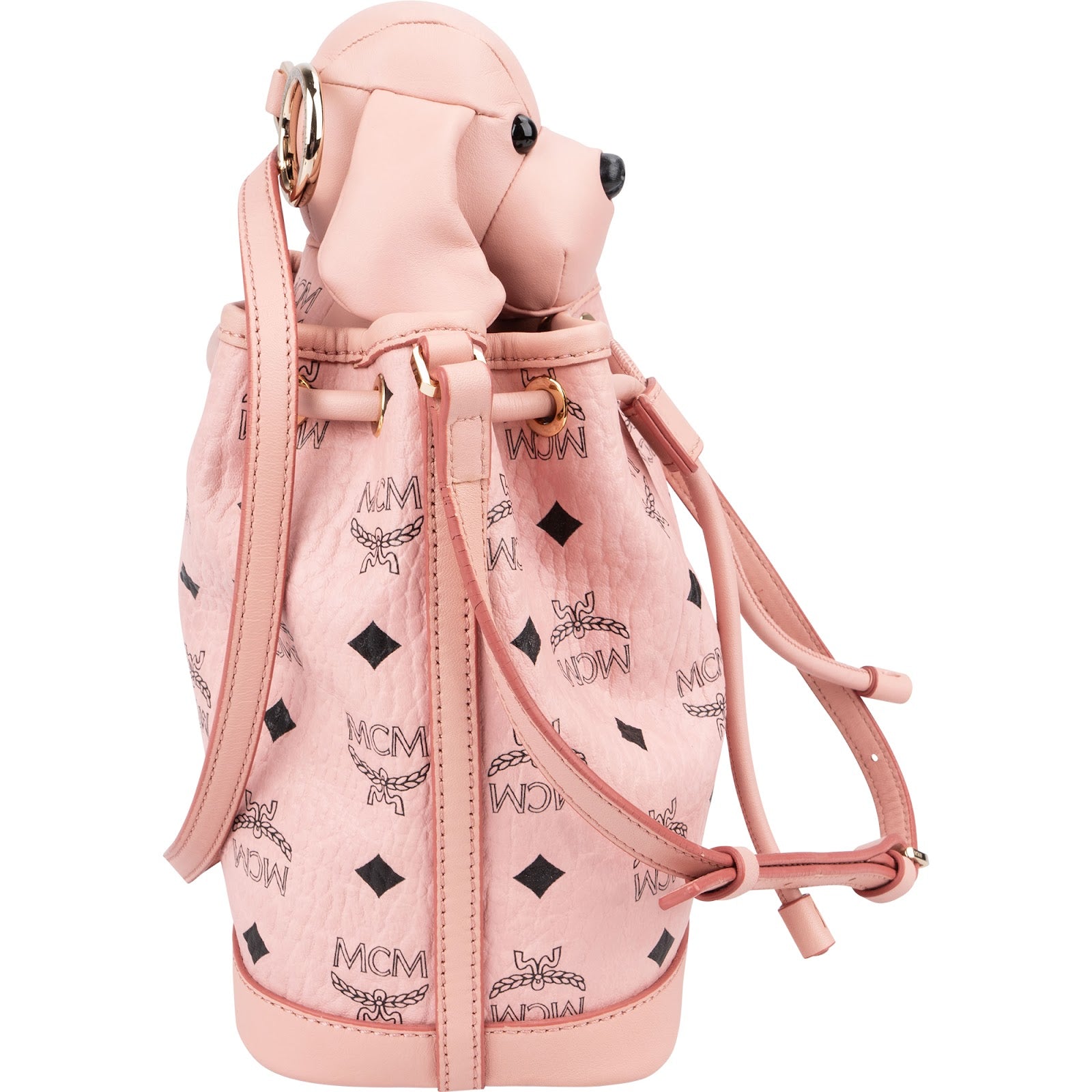 MCM Monogram Visetos Puppy Mini Drawstring Crossbody Bag
