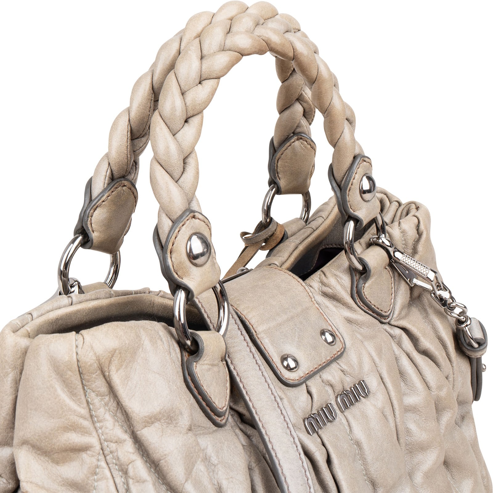 Miu Miu Vitello Lux Coffer Hobo Handbag