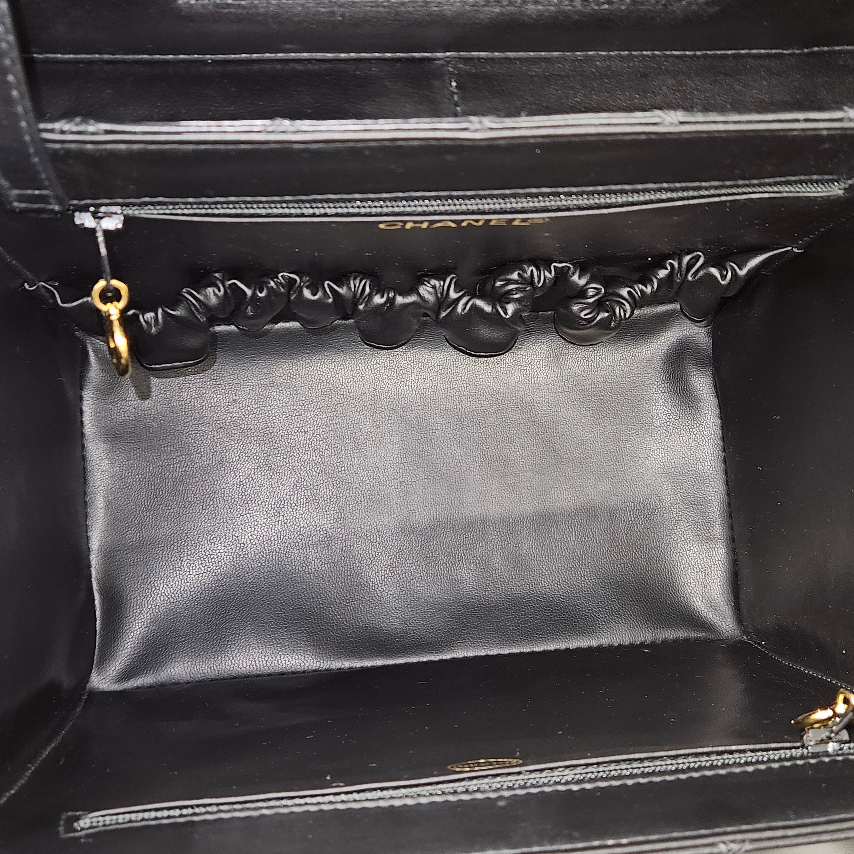 Chanel Jumbo Quilted Lambskin 24K Gold CC Vanity Case Handbag