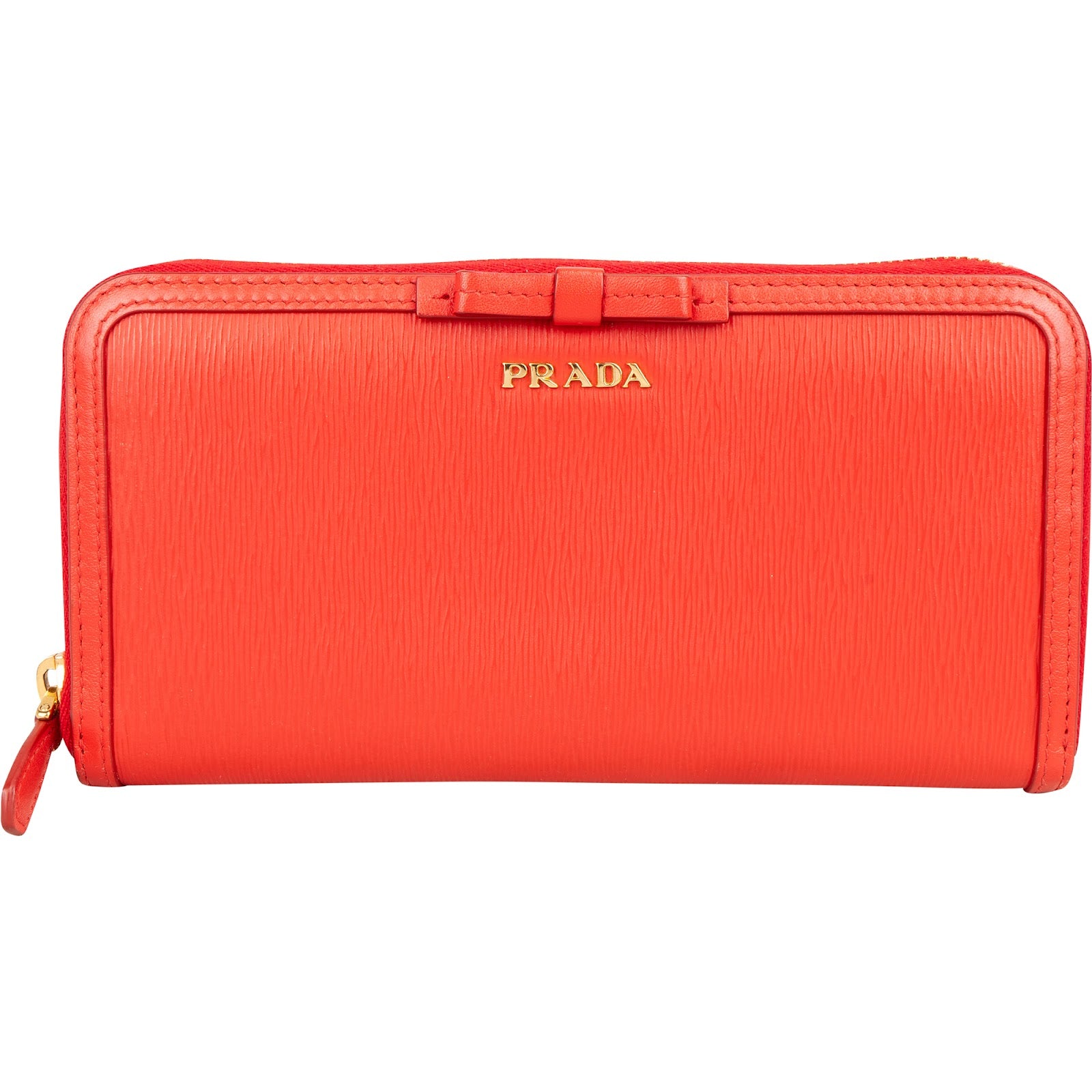 Prada Saffiano Leather Bow Zip-Around Wallet