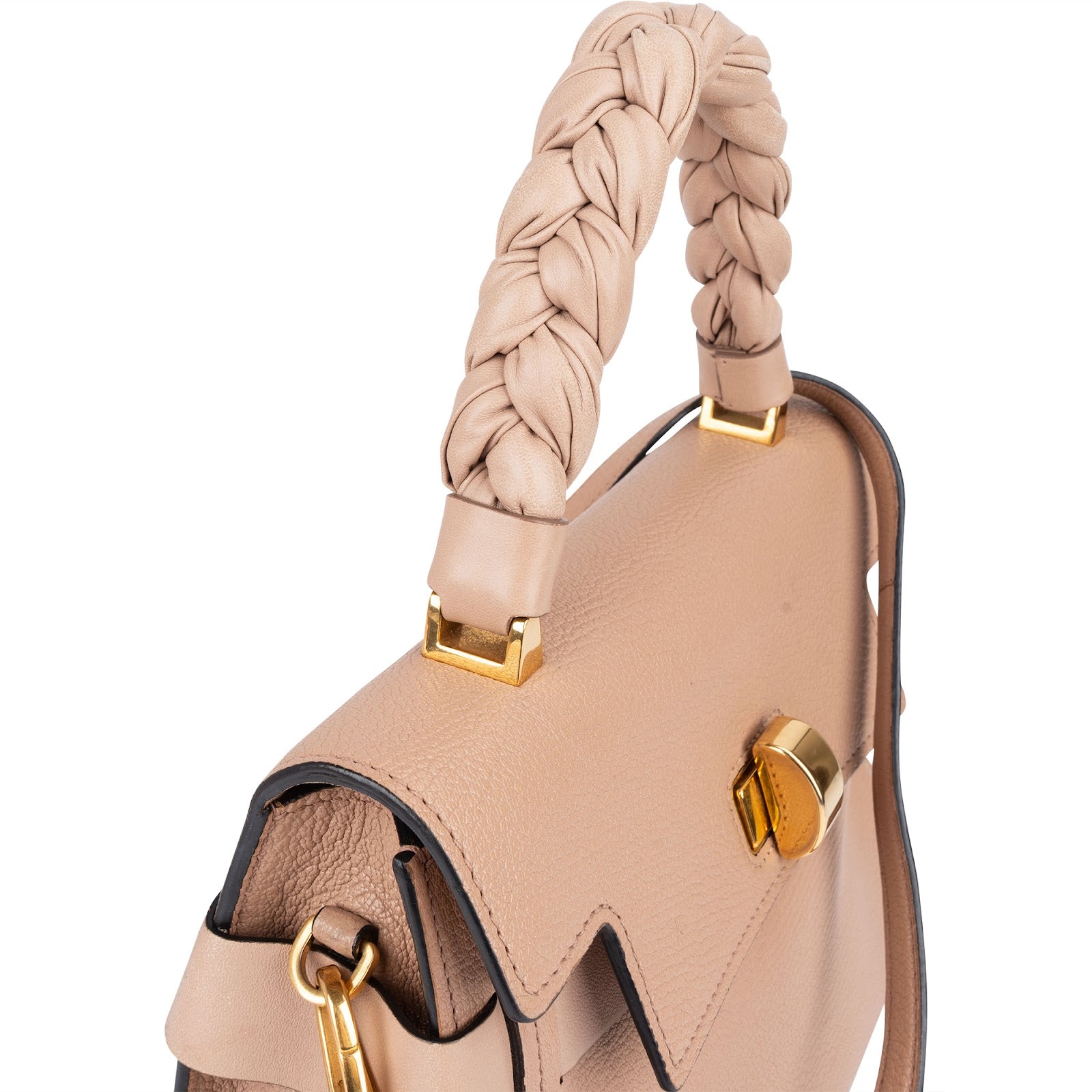 Miu Miu Pebbled Leather Madras Braided Handle Handbag