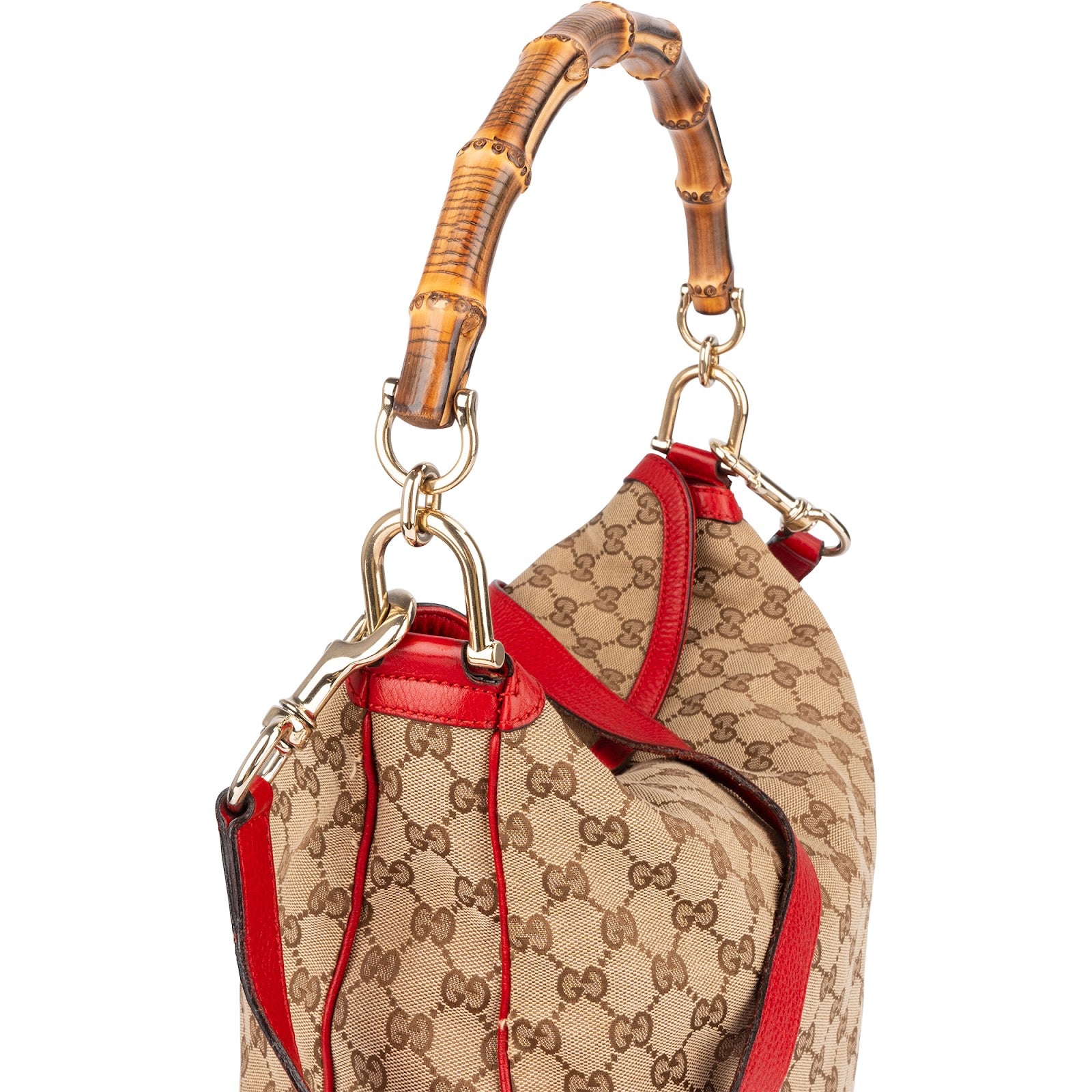 Gucci Monogram GG Bamboo Hobo Shoulder Bag