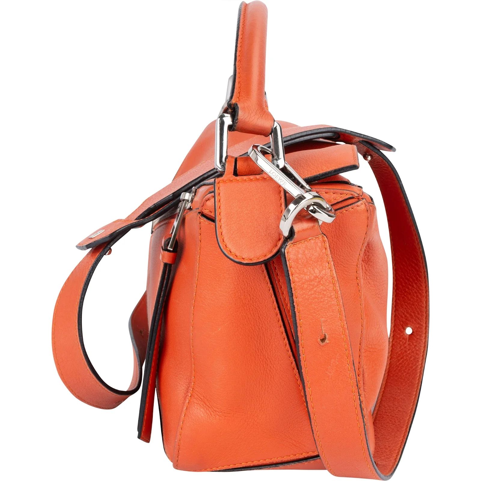 Loewe Orange Leather Puzzle Crossbody Handbag