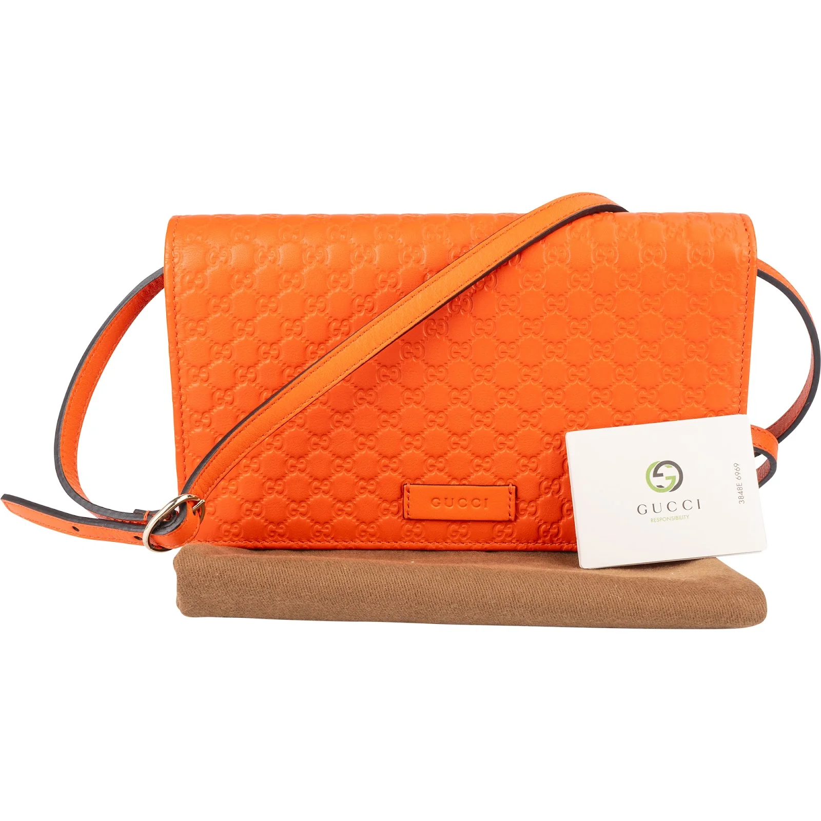 Gucci Microguccissima Orange Wallet on a Chain Crossbody Bag