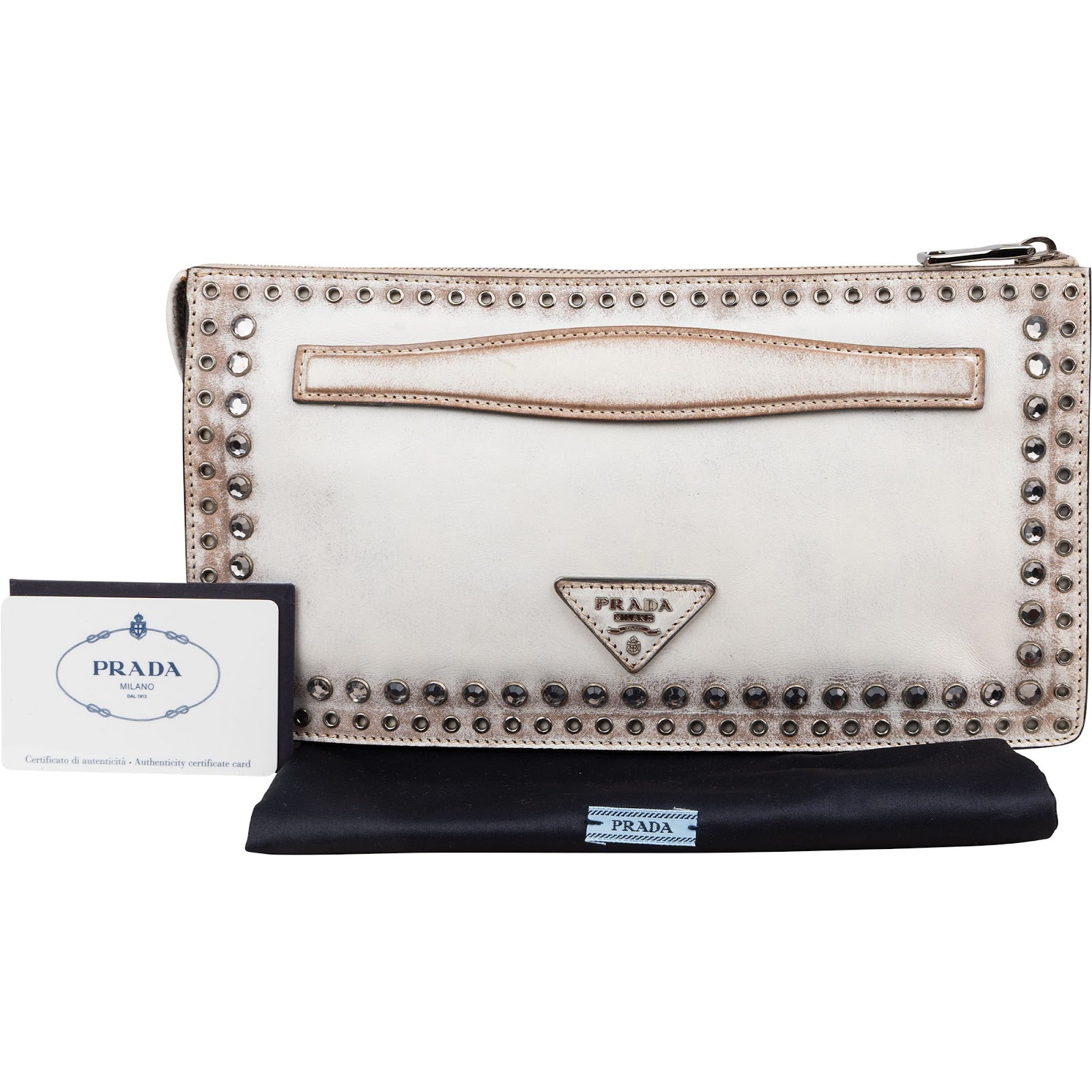 Prada Crystal Leather Clutch