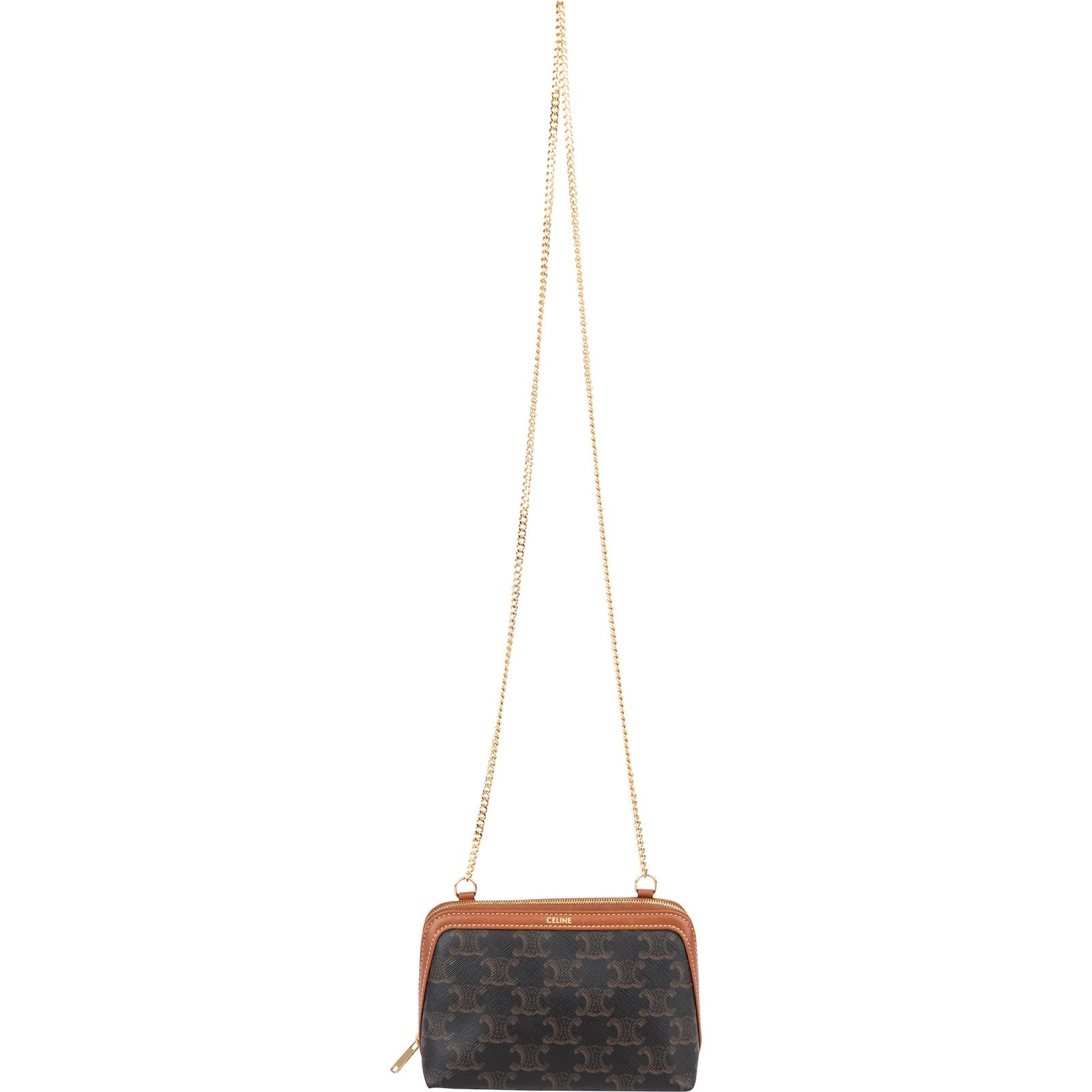 Celine Triomphe Monogram Canvas Chain Crossbody Bag